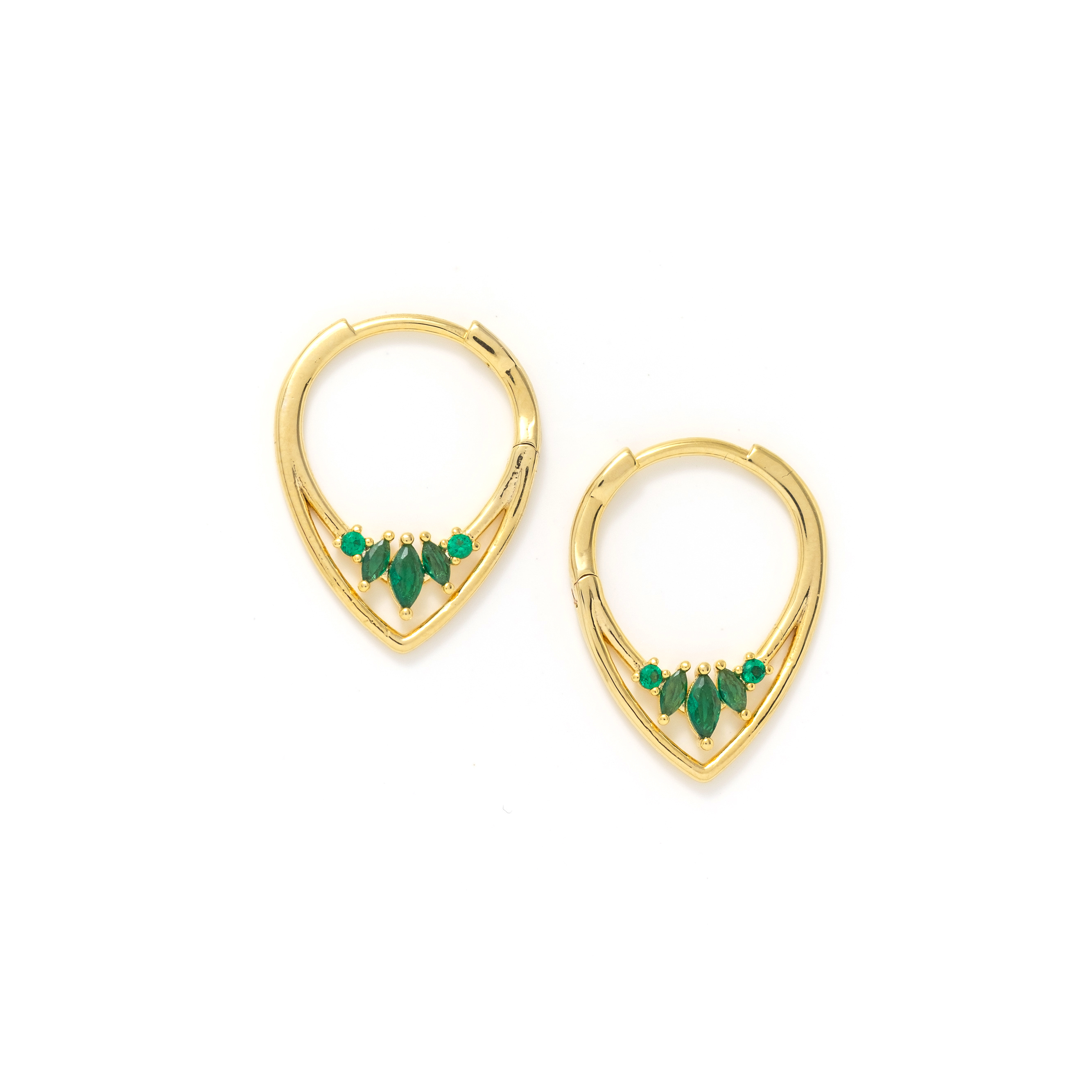 Picture of Aria Hoop Earrings - Emerald
