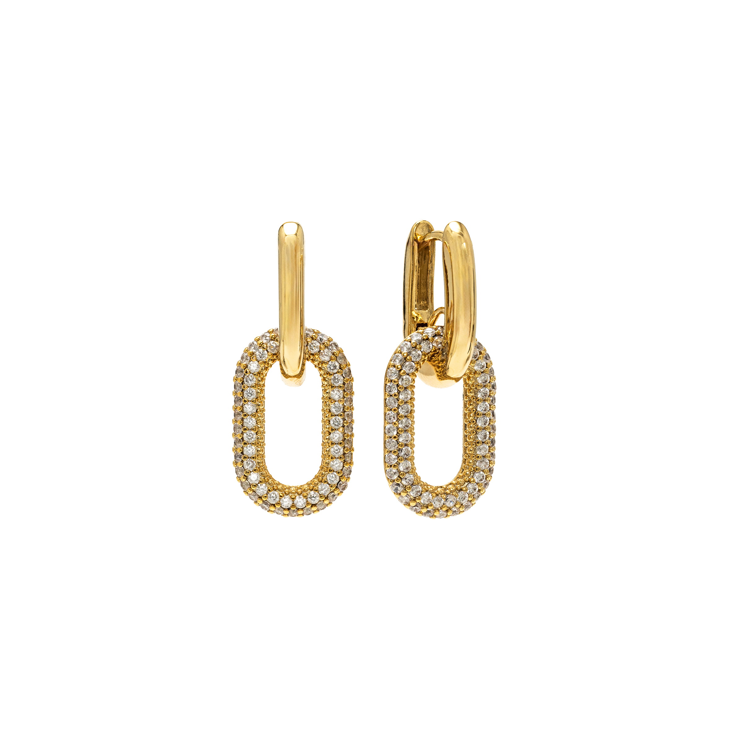 Picture of Solana Paperclip Drop Hoop Earrings - Gold