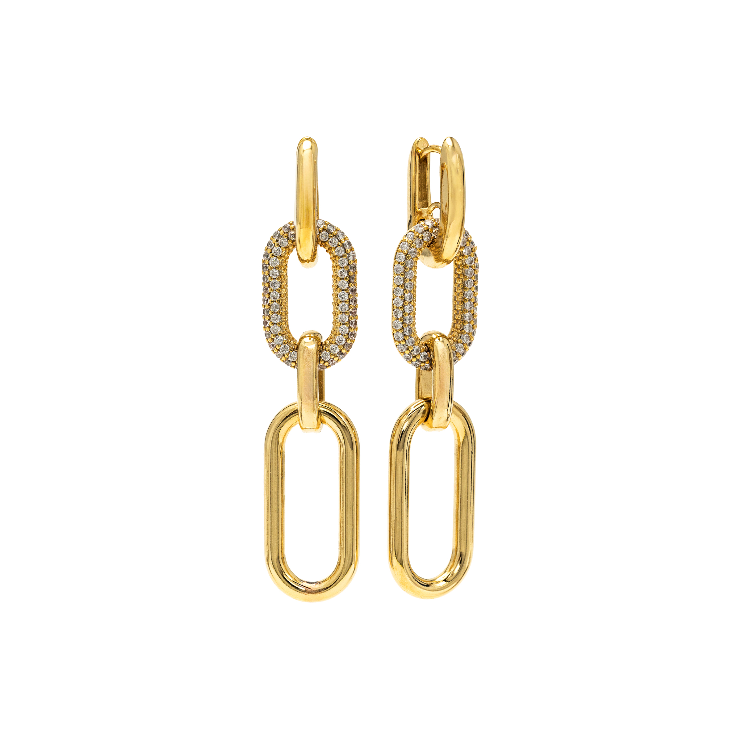 Picture of Solana Paperclip Triple Drop Hoop Earrings - Gold