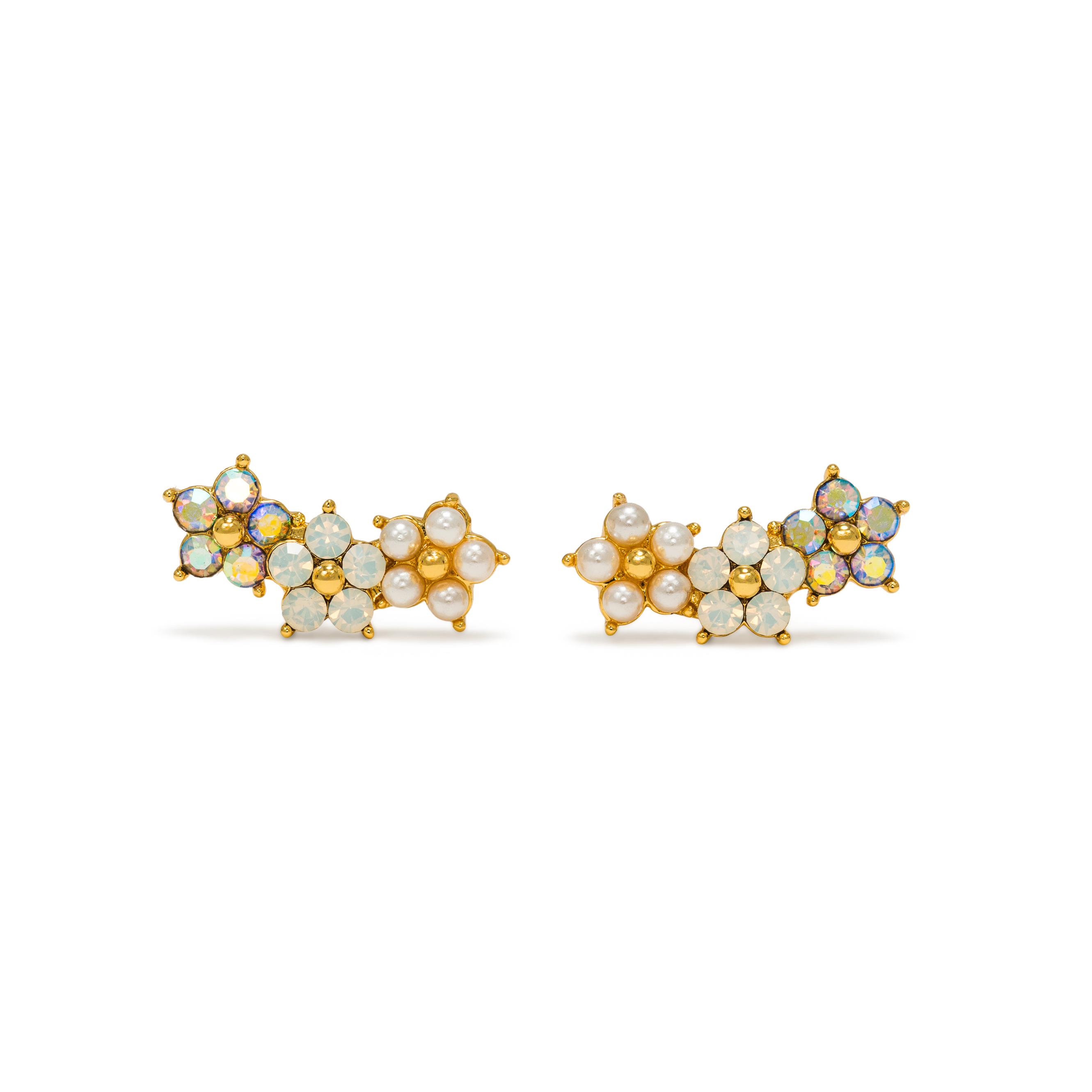 Picture of Floral Climber Earrings - White