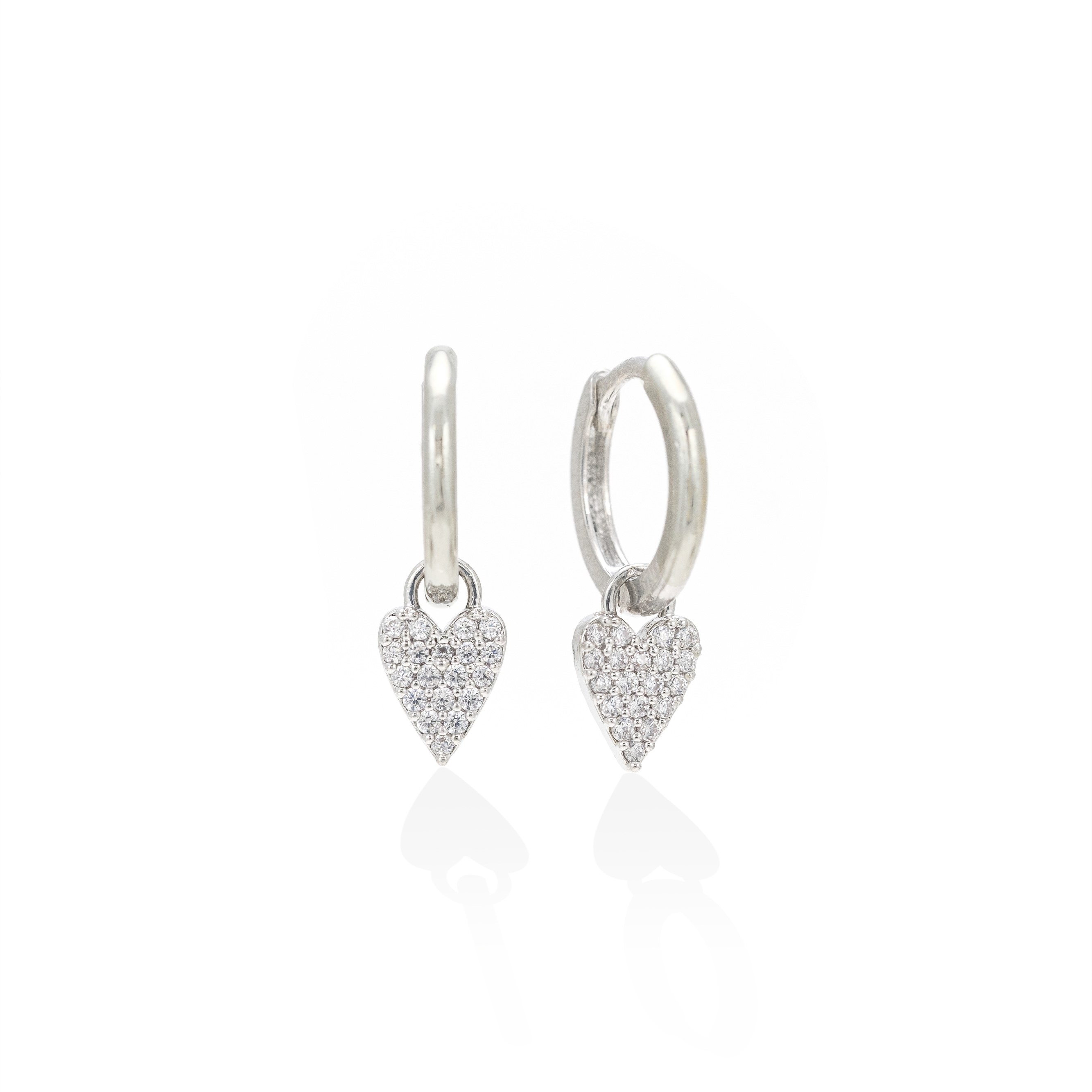 Picture of Flutter Huggie Drop Hoop Earrings - Silver