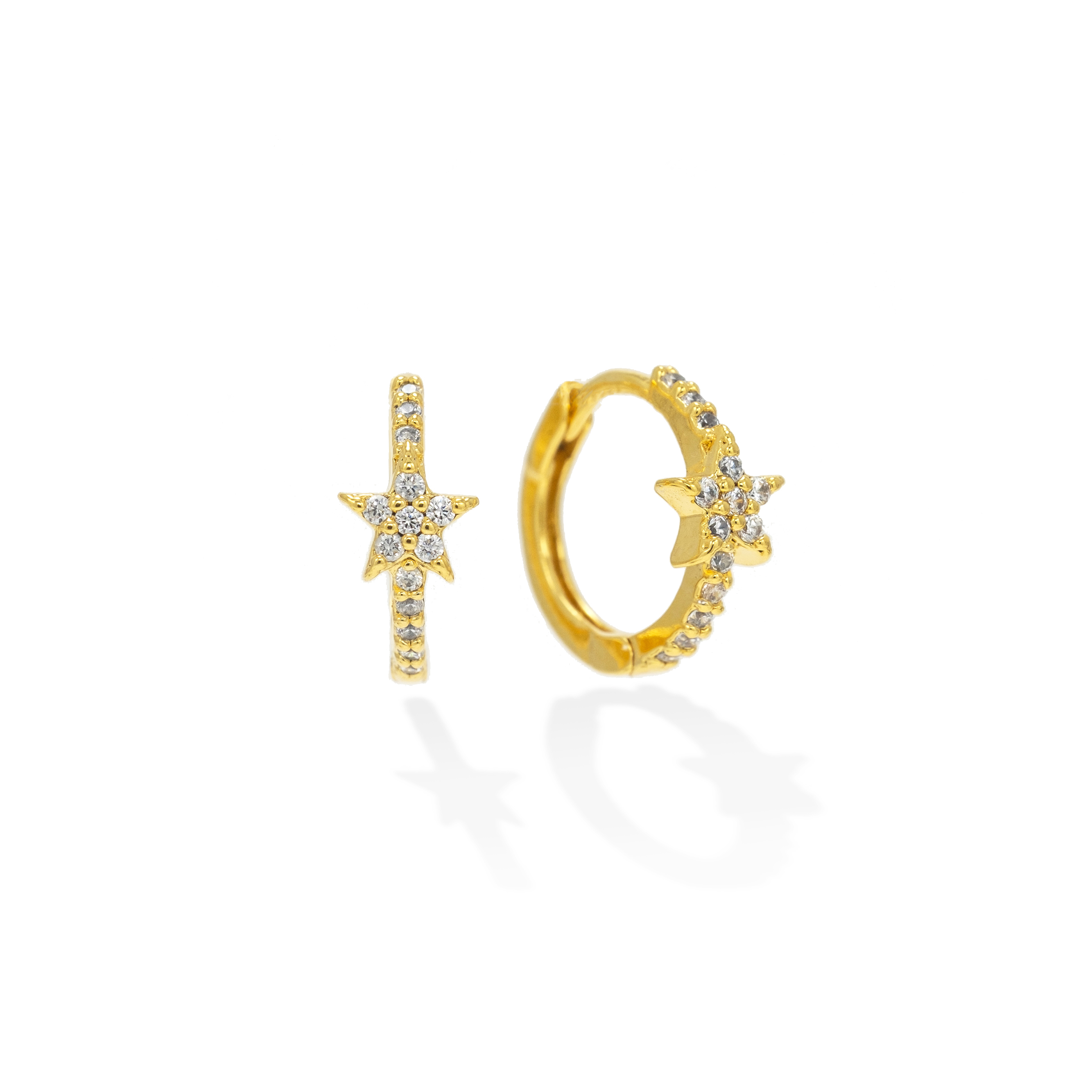 Picture of Cosmos Star Huggie Hoop Earrings - Gold