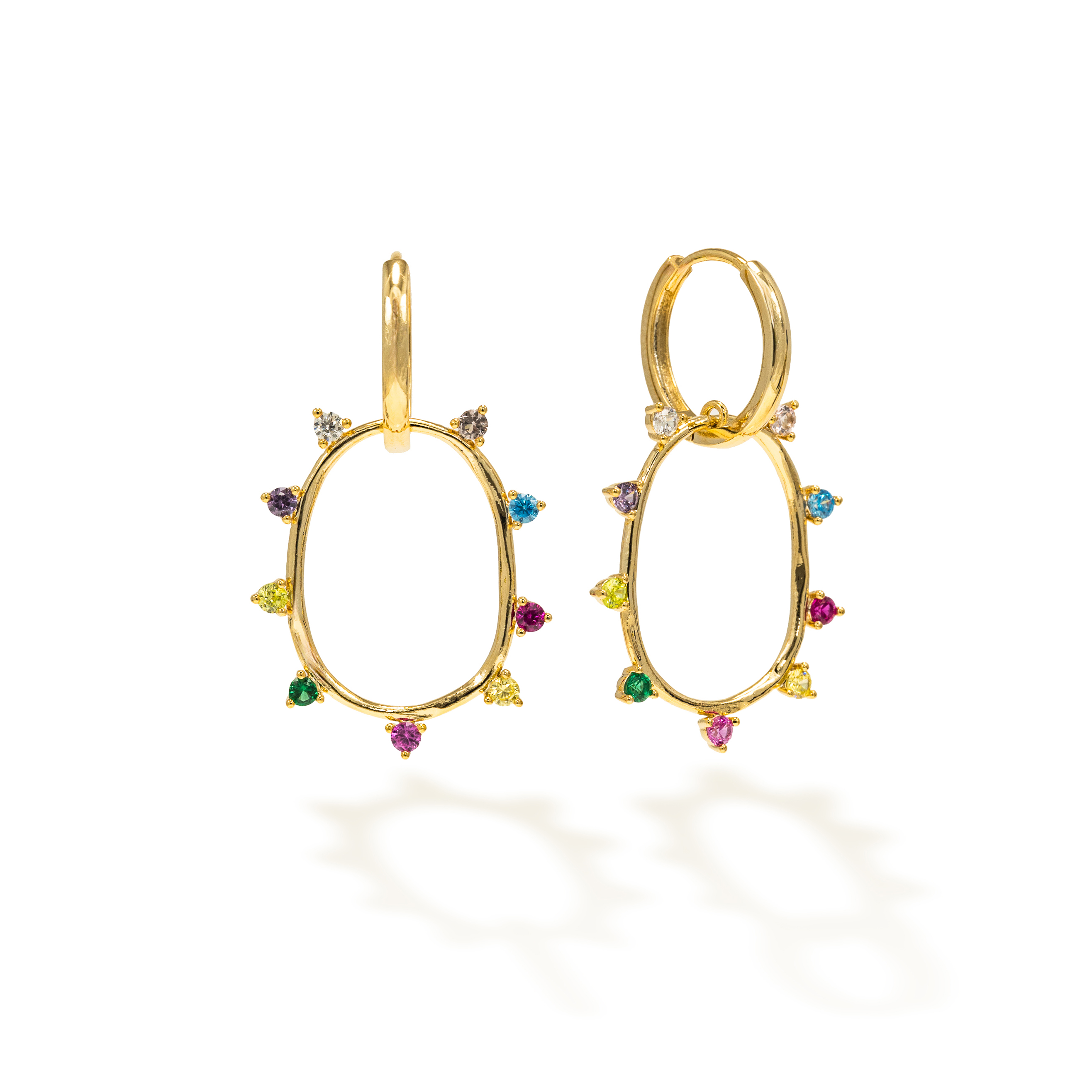Picture of Circa Oval Drop Hoop Earrings - Mixed