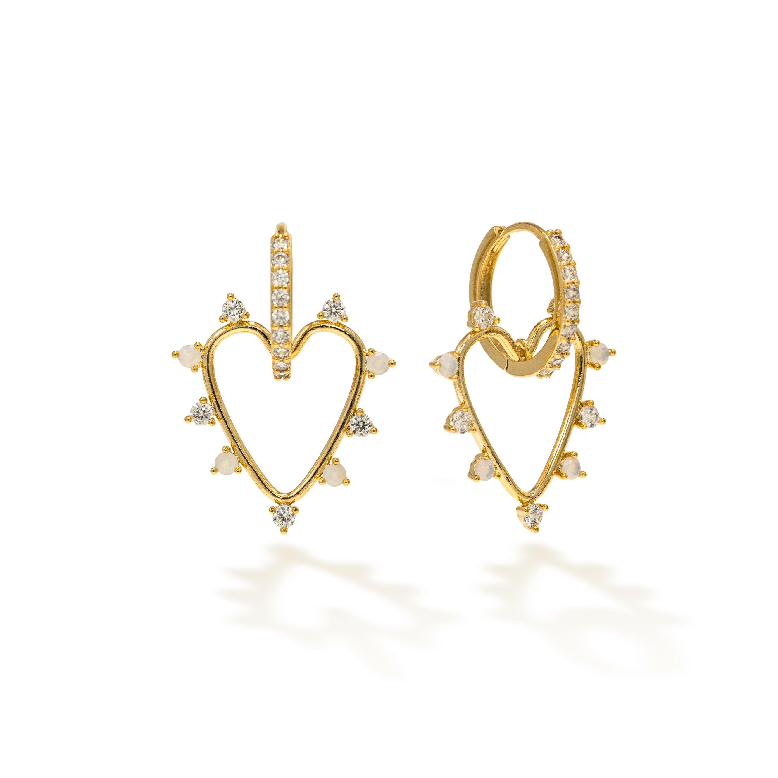 Picture of Chapel Heart Hoop Earrings - White Opal