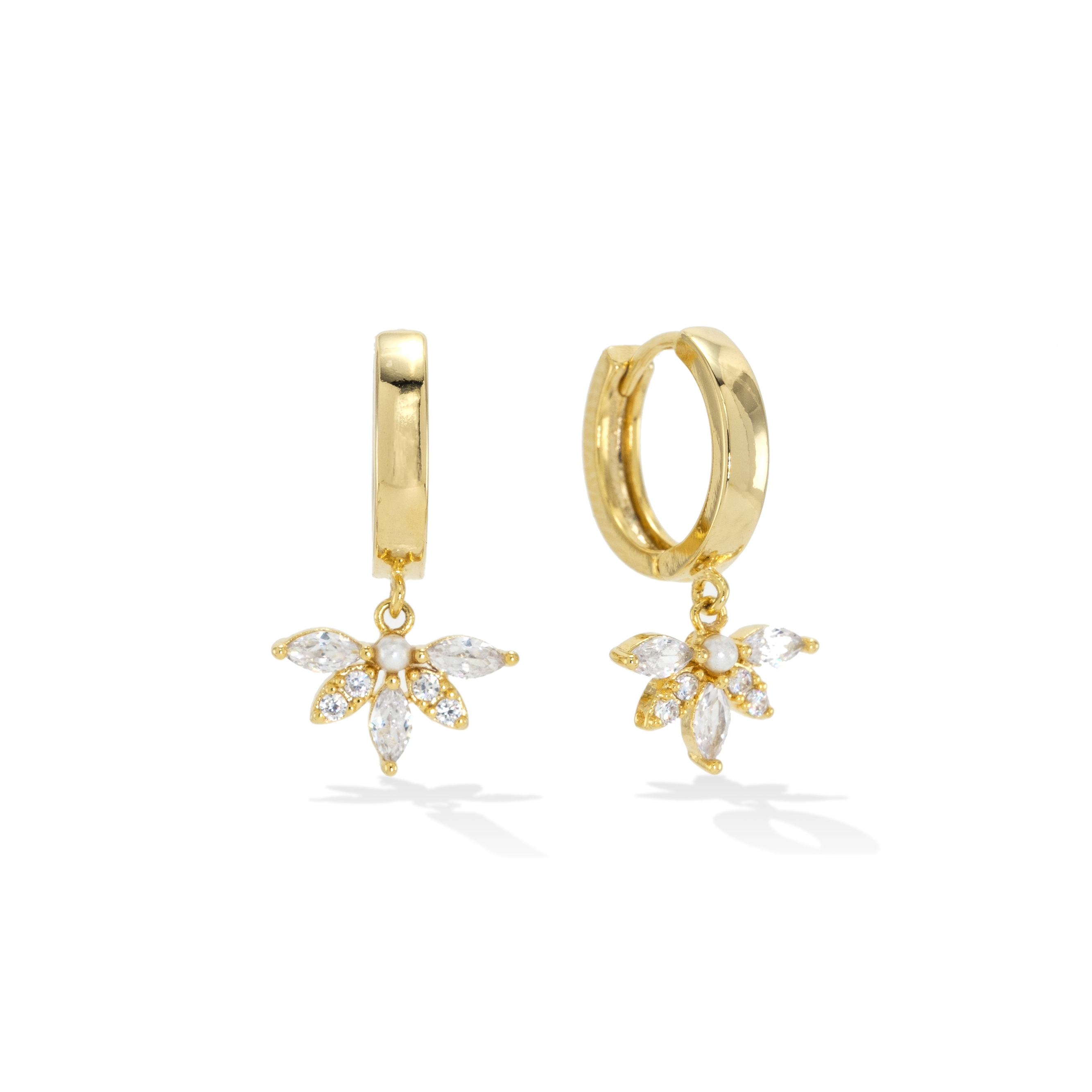 Picture of Harlowe Huggie Drop Hoop Earrings - Gold