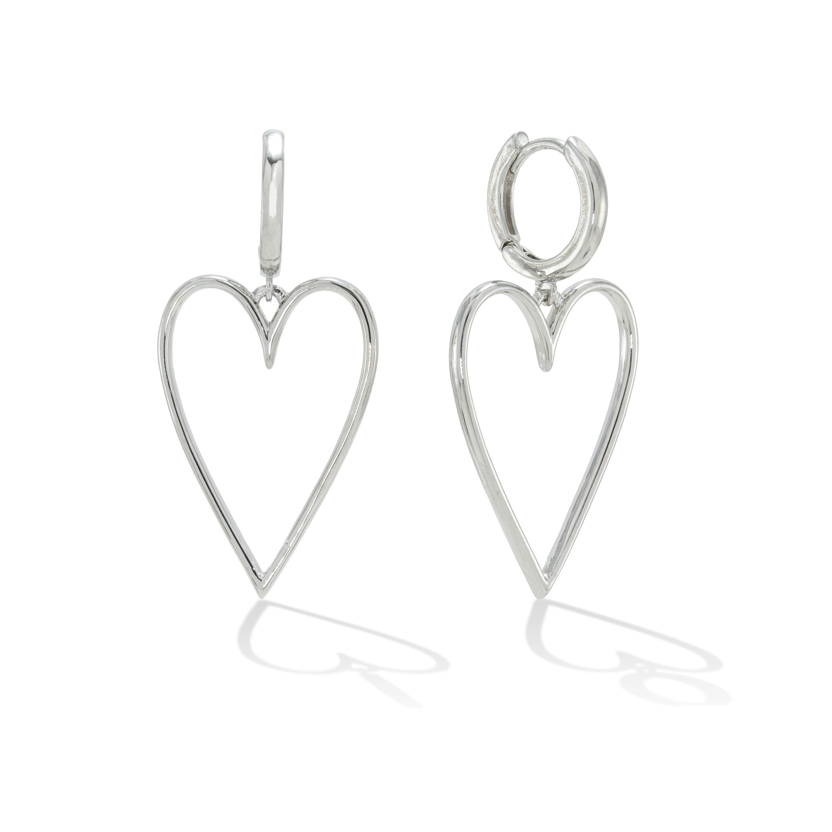 Picture of Lovestruck Heart Hoop Earrings - Silver