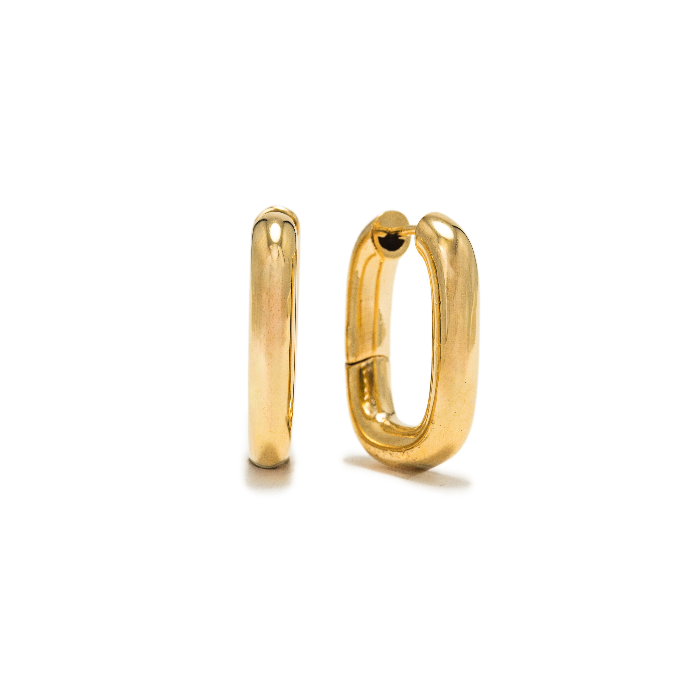 Picture of Midi Paperclip Puff Hoop Earrings - Gold