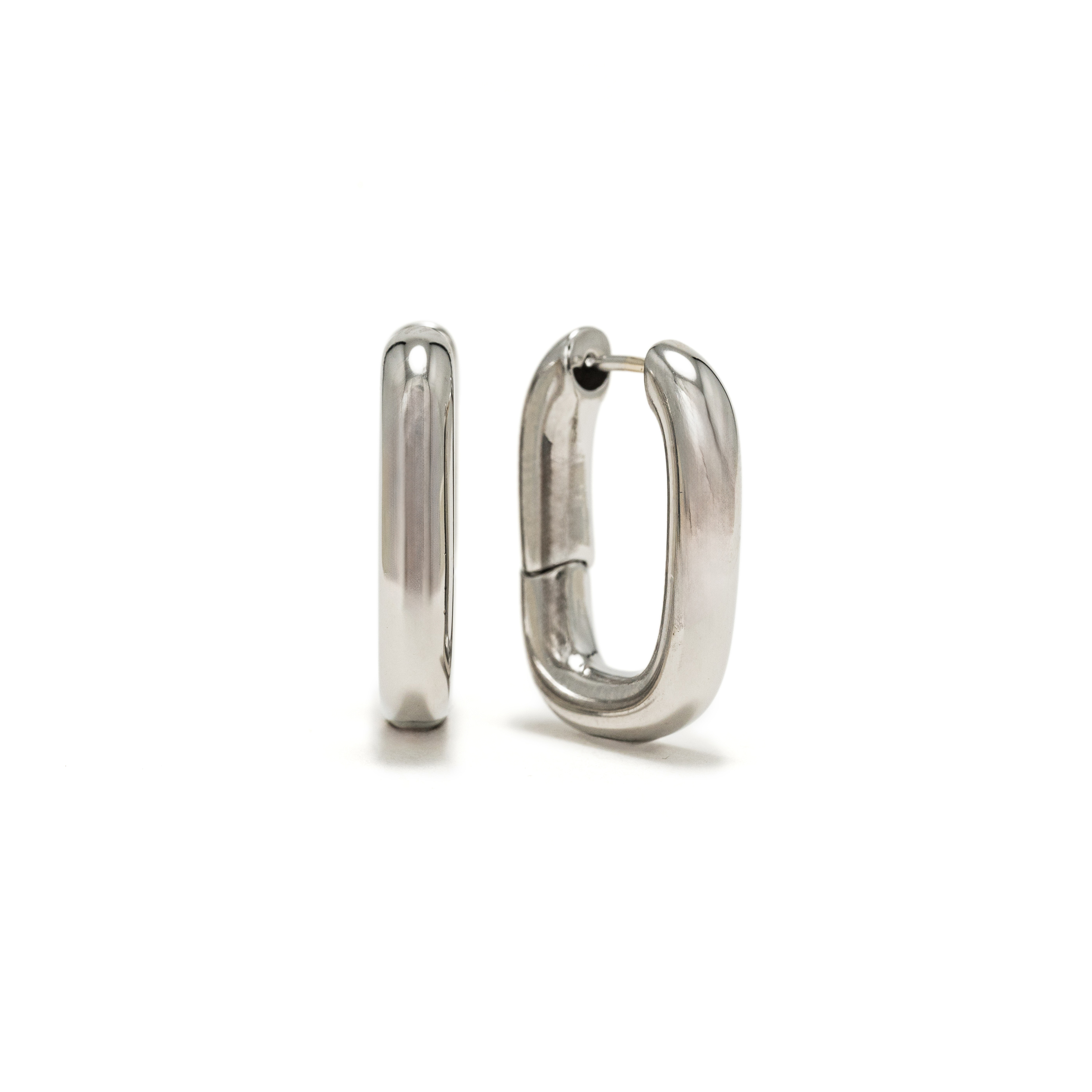 Picture of Midi Paperclip Puff Hoop Earrings - Silver