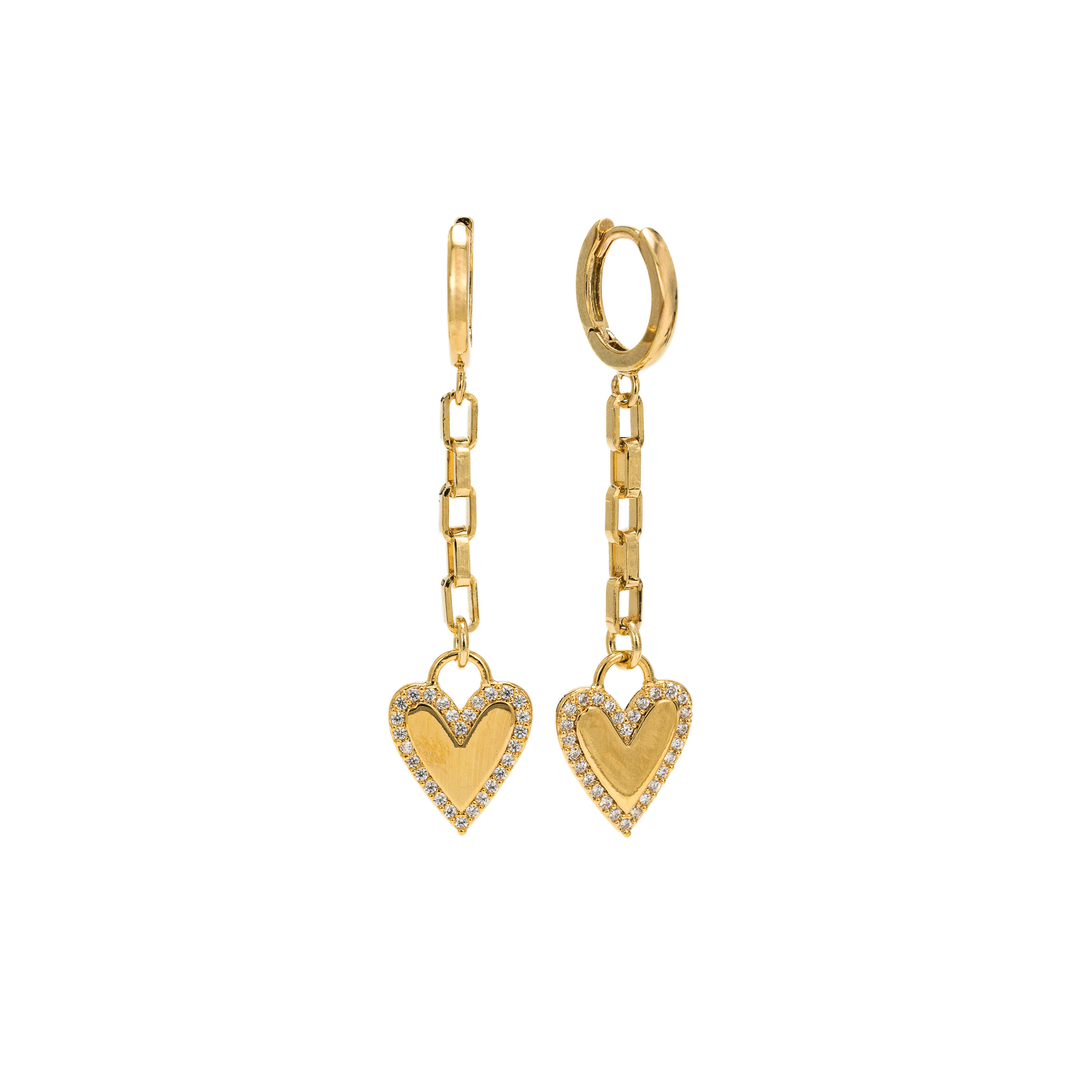 Picture of Verona Pave Huggie Drop Hoop Earrings - Gold