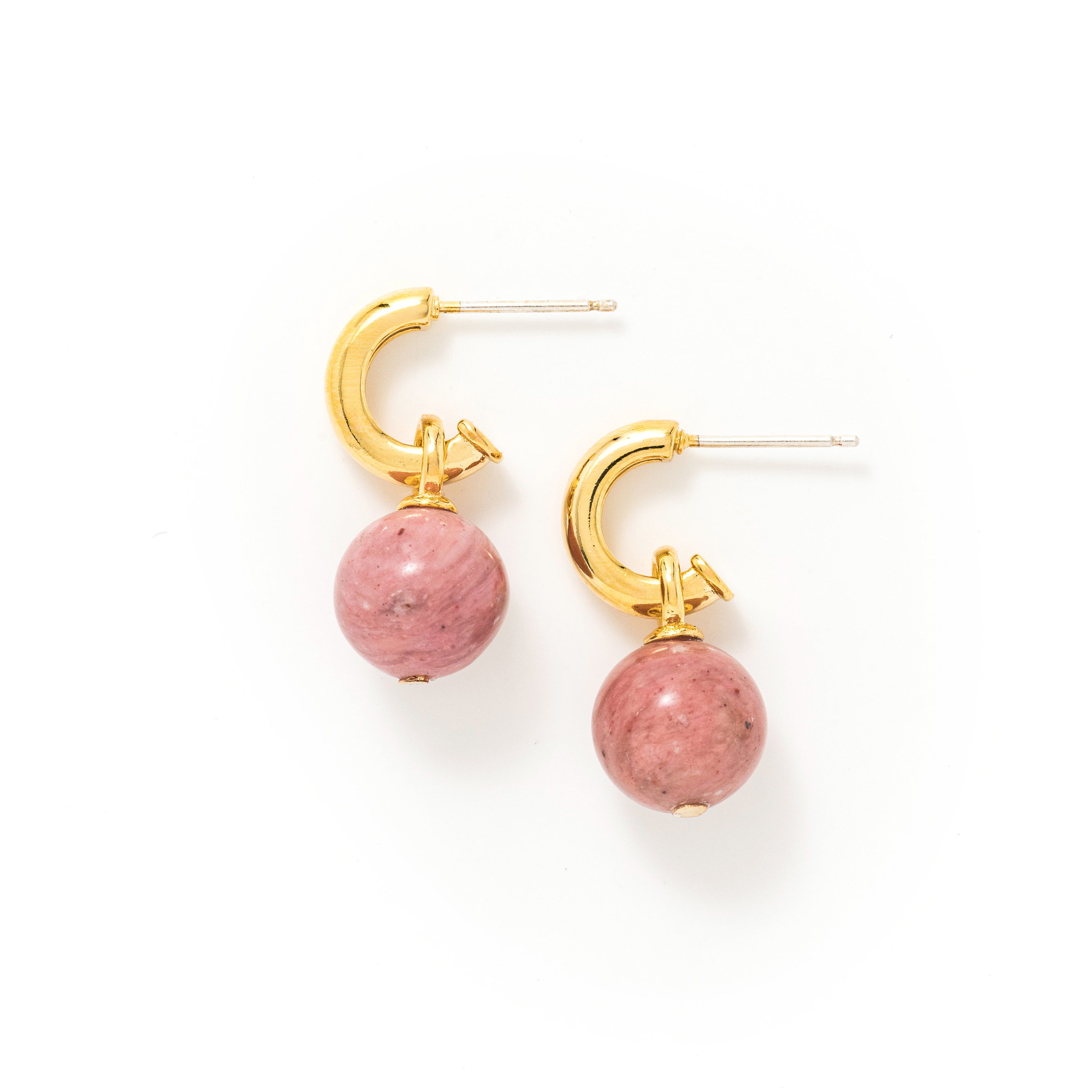 Picture of Sorrento Gemstone Hoop Earrings - Brazil Rhodonite