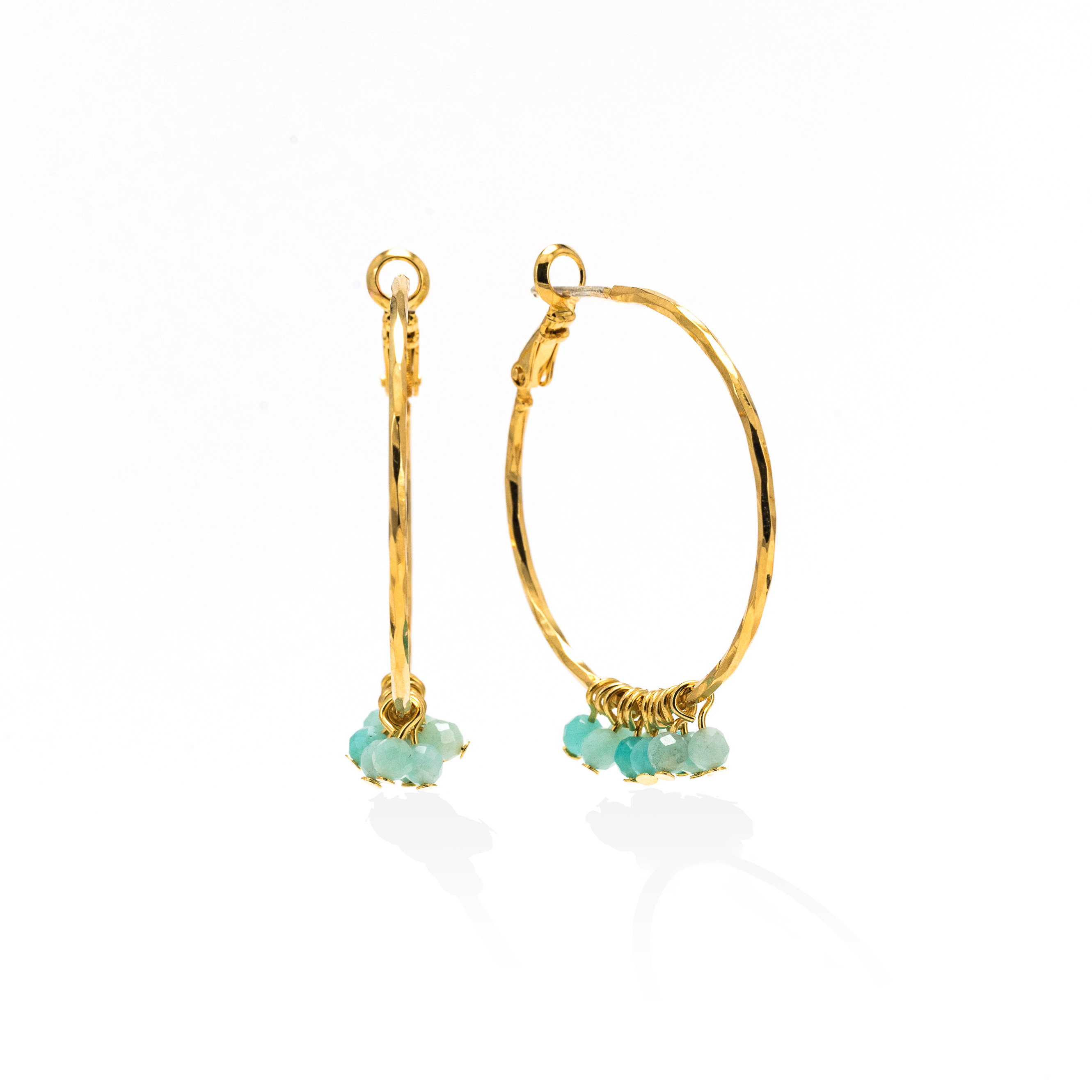 Picture of Sorrento Gemstone Beaded Hoop Earrings - Amazonite