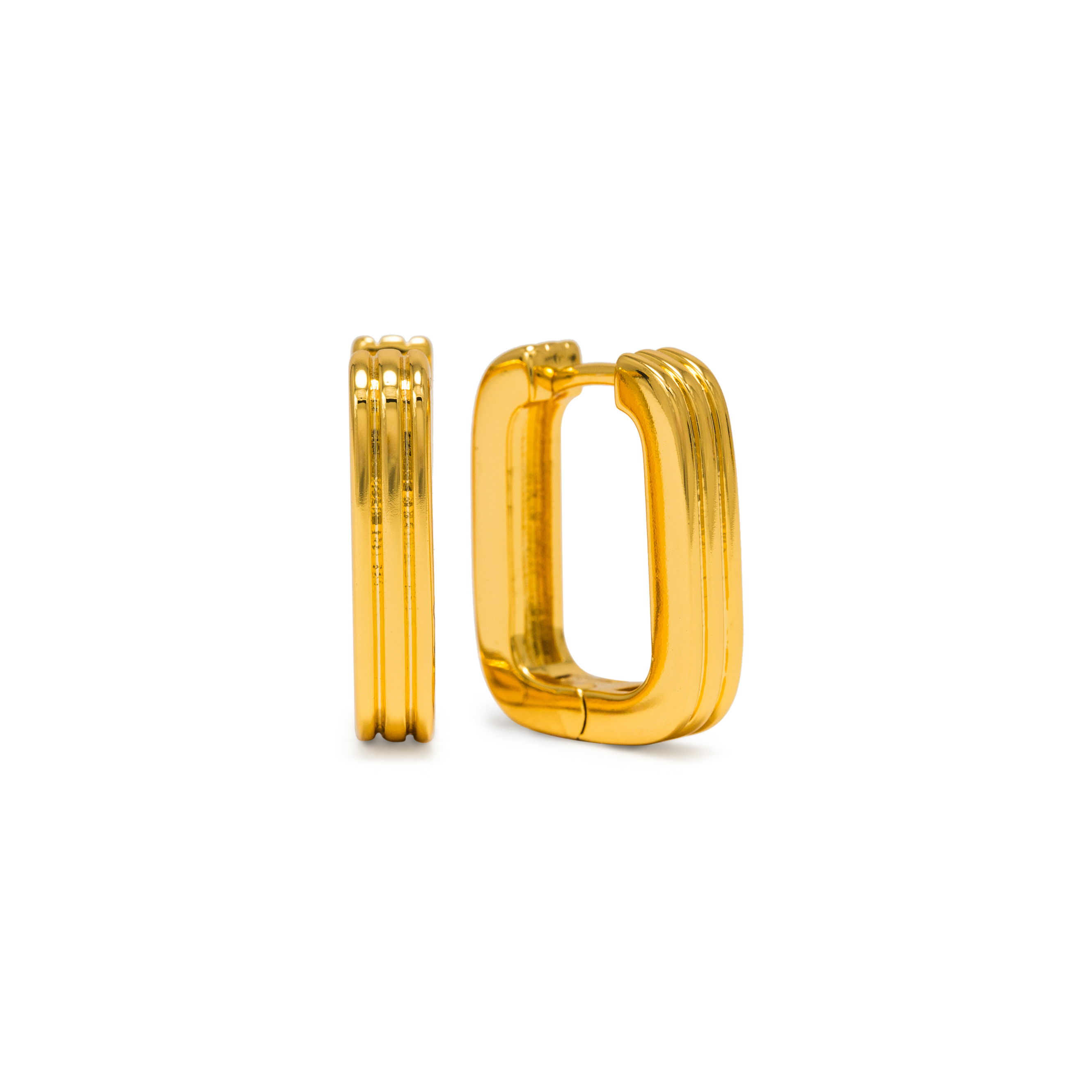 Picture of Groove U-Shaped Hoop Earrings - Gold