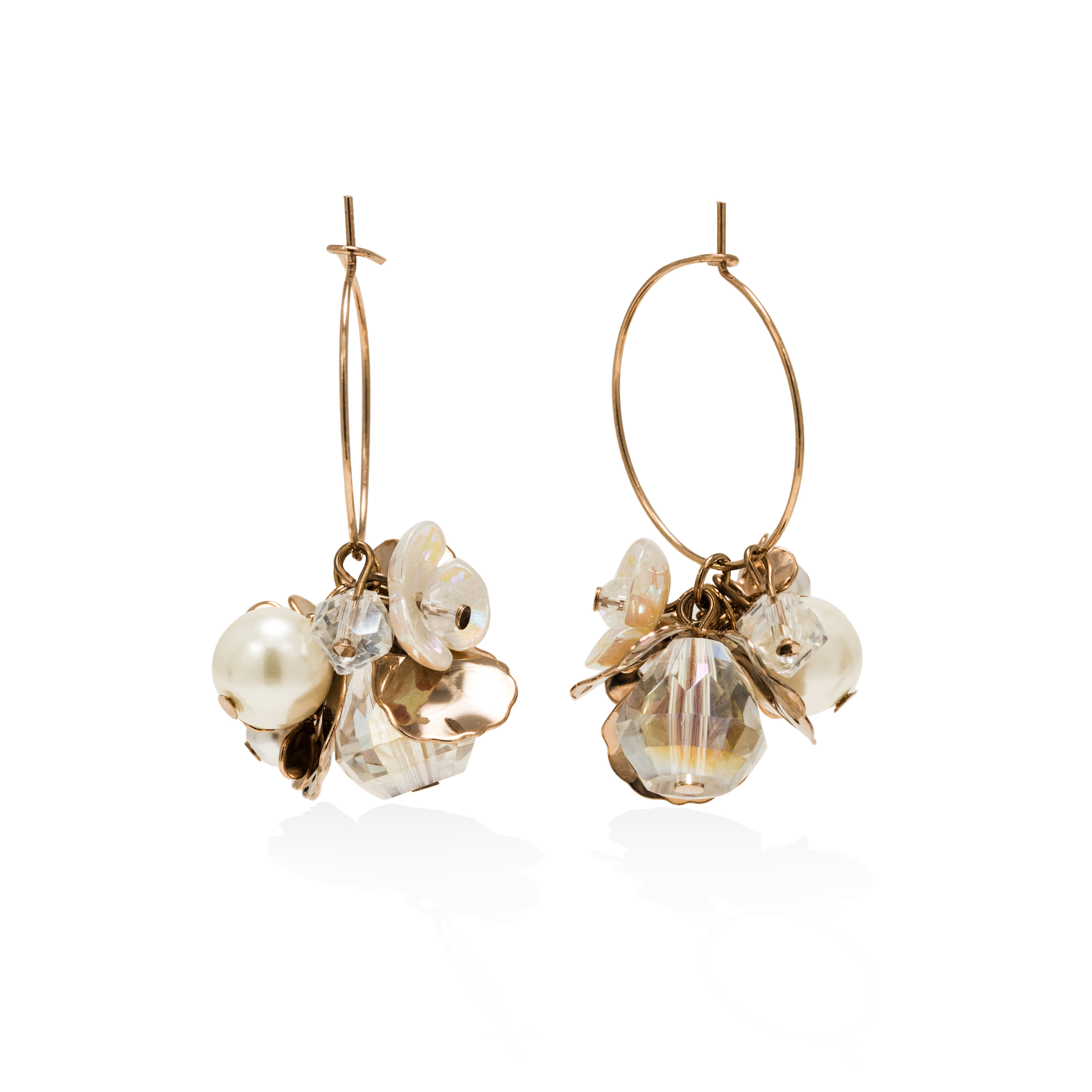 Picture of Trinket Cluster Hoop Earrings - White