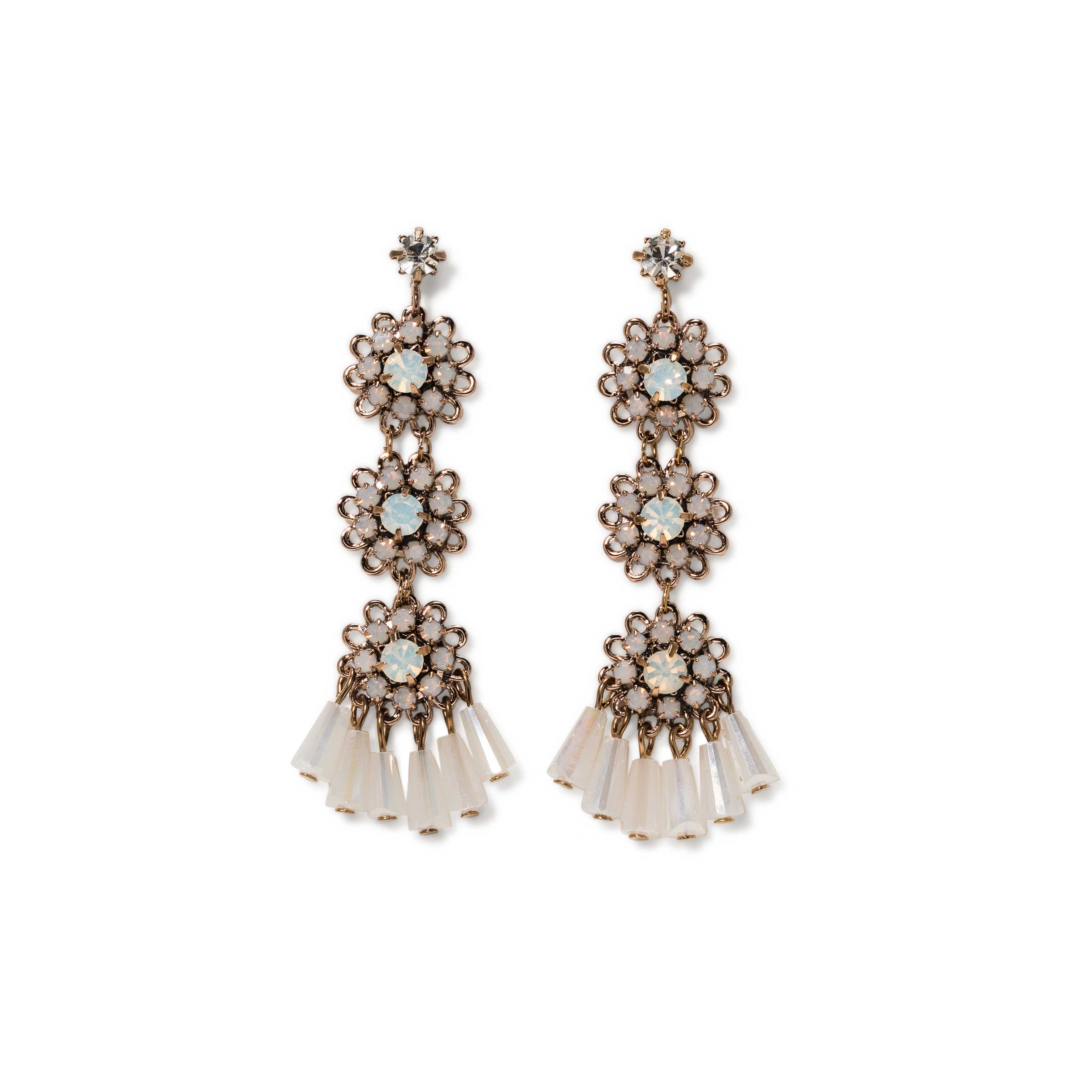 Picture of Daisy Chain Drop Earrings - White Opal