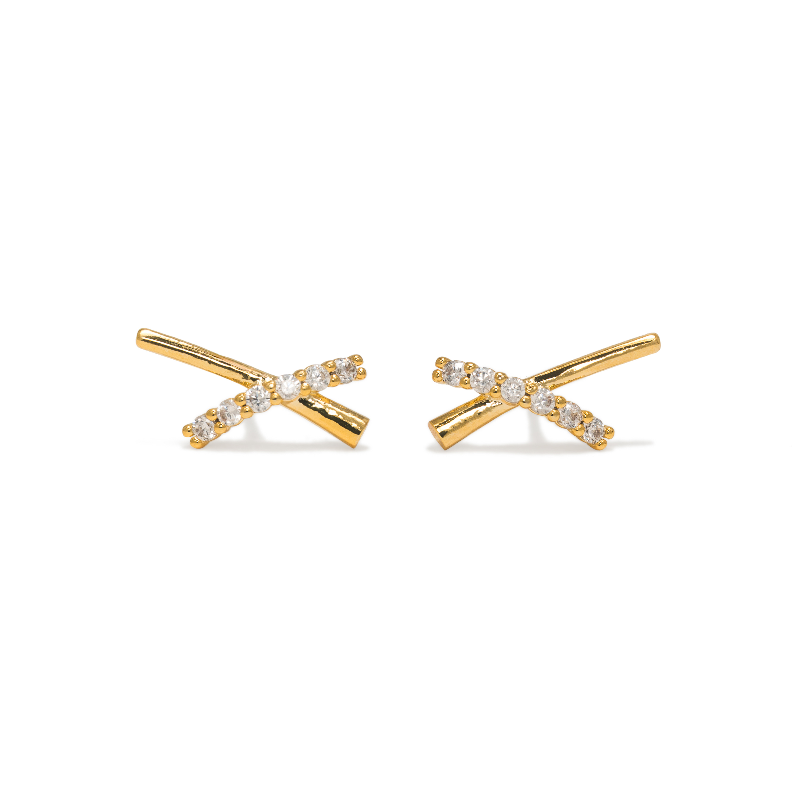 Picture of Pave X Stud Earrings - Gold