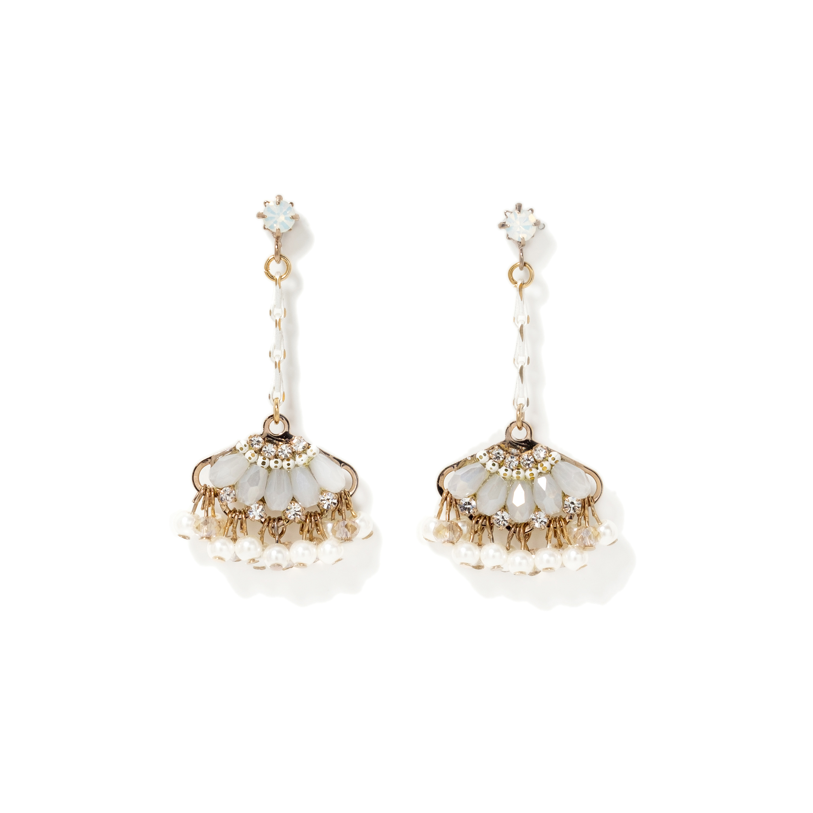 Picture of Magnolia Fan Drop Earrings - White