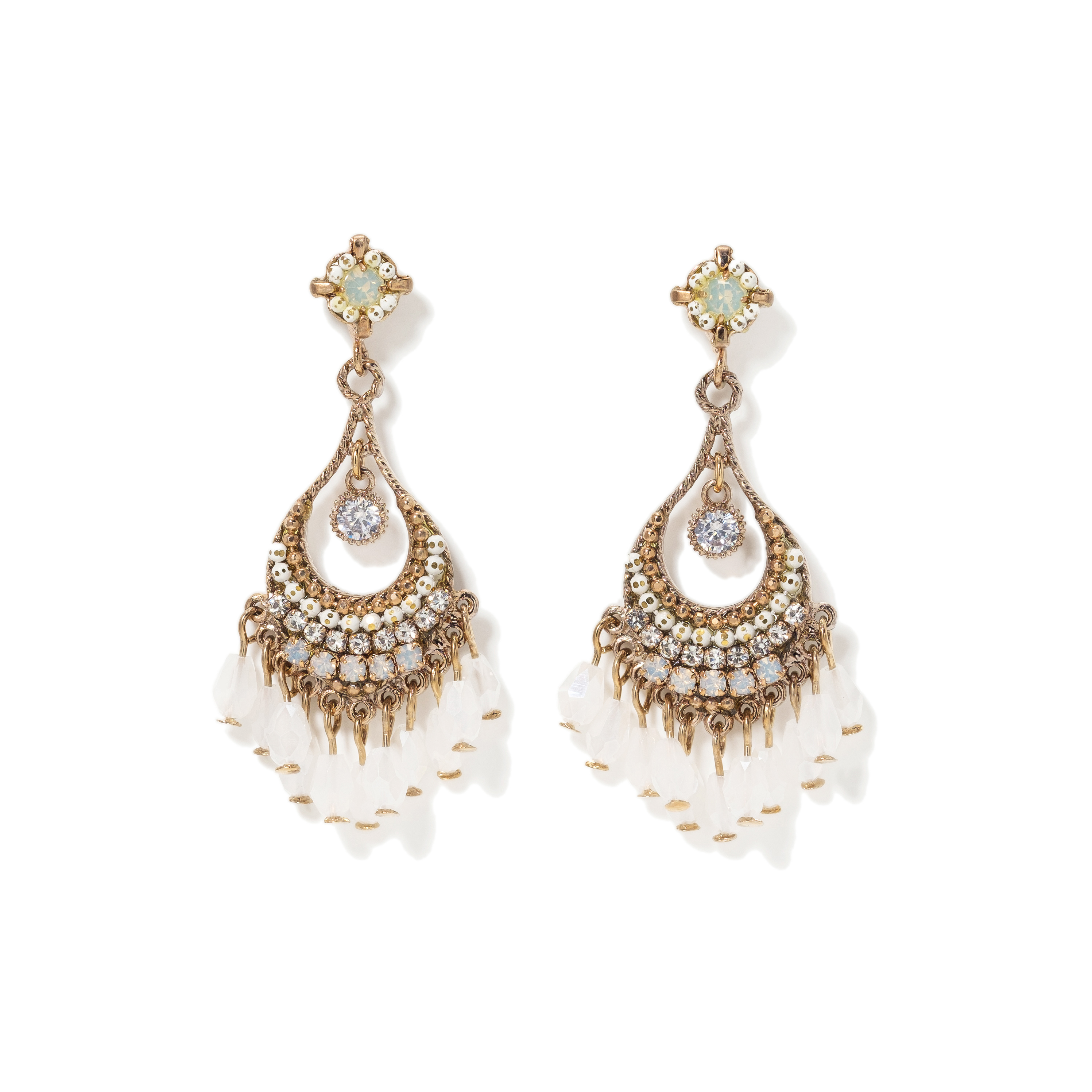 Picture of Coco Beaded Chandelier Earrings - White