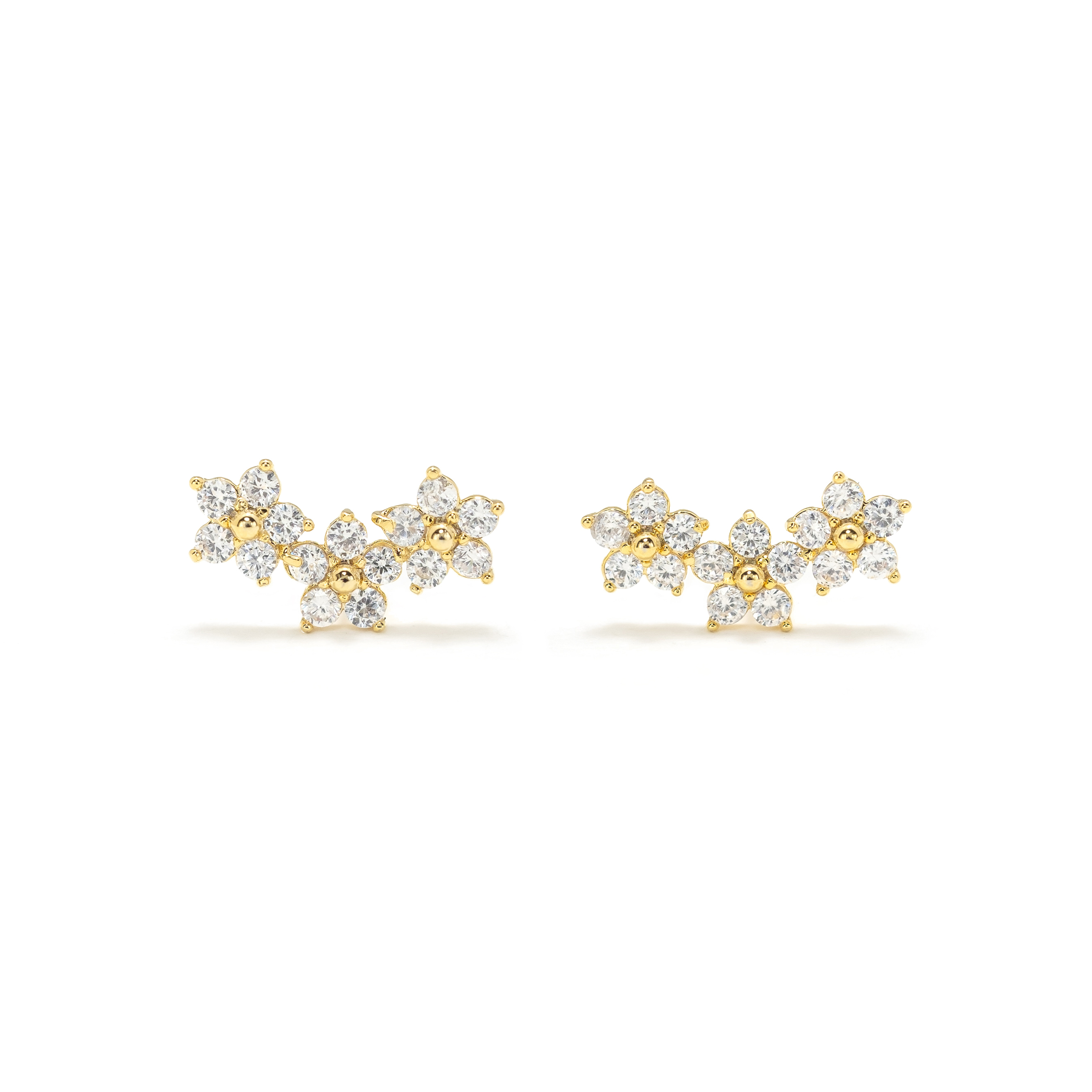 Picture of Blossom Climber Earrings - Gold/Clear