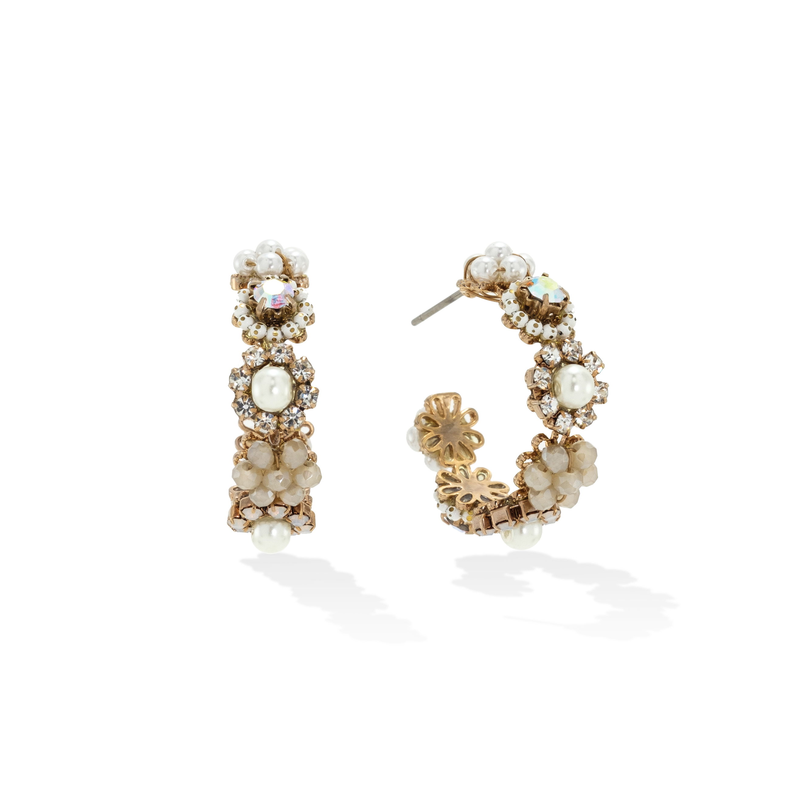 Picture of Bloom Crystal Hoop Earrings - White