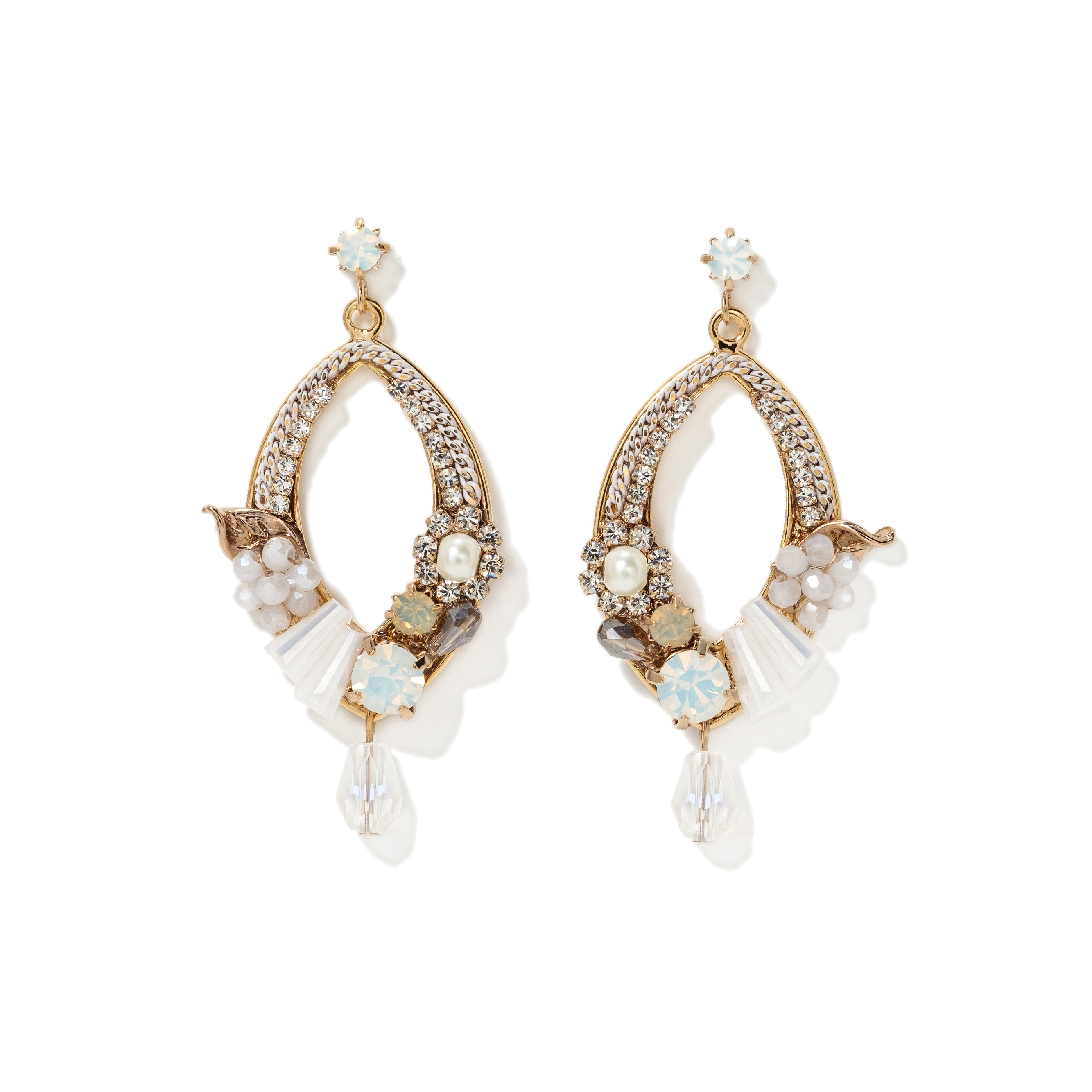 Picture of Flora Deco Drop Earrings - White