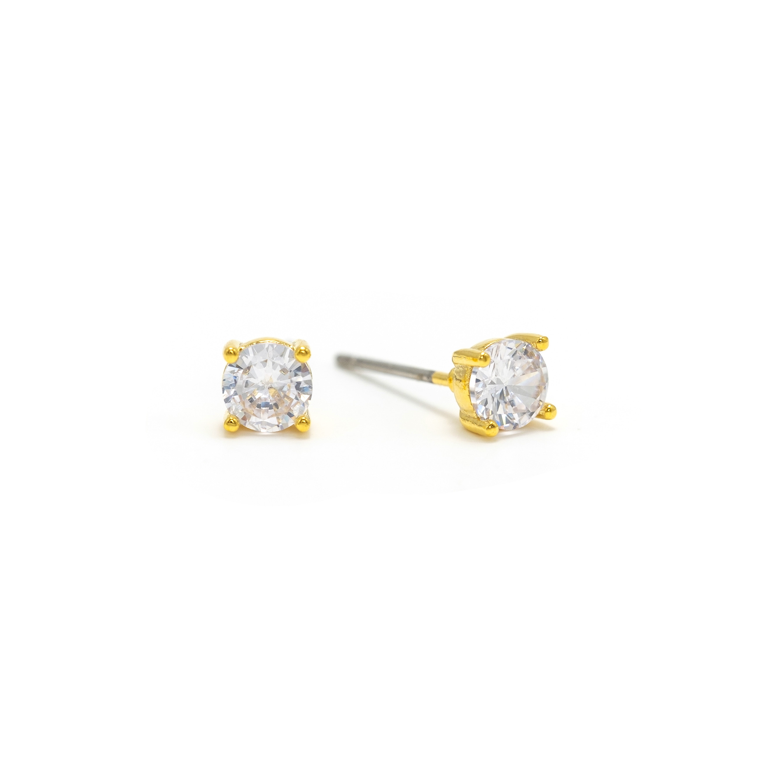 Picture of Solitaire Crystal Fete Stud Earrings - Gold