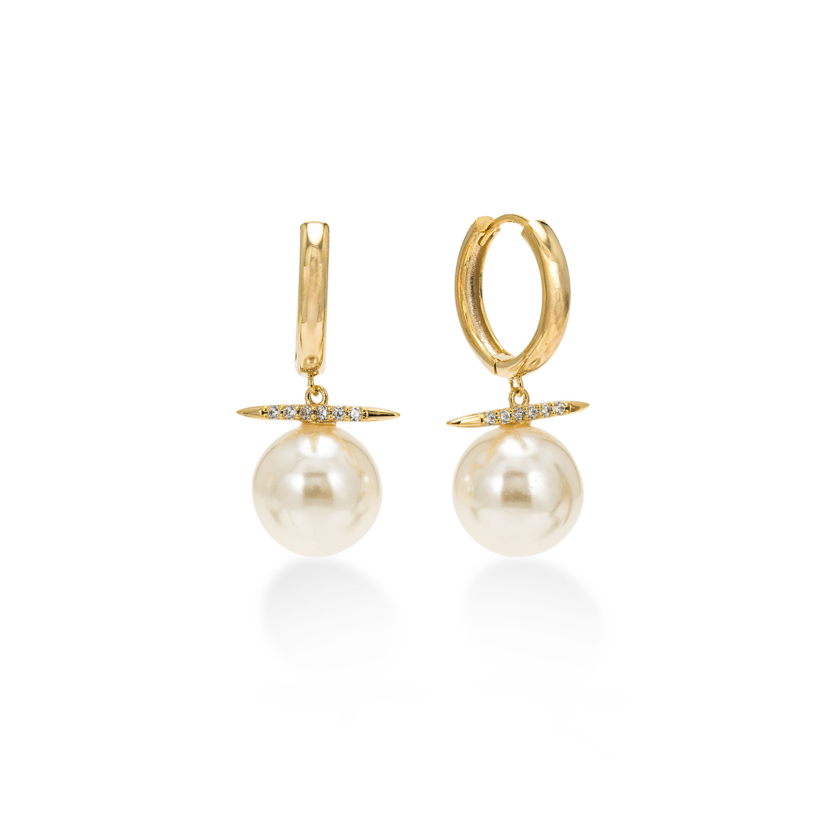 Picture of Vendetta Pearl Drop Hoop Earrings - Gold