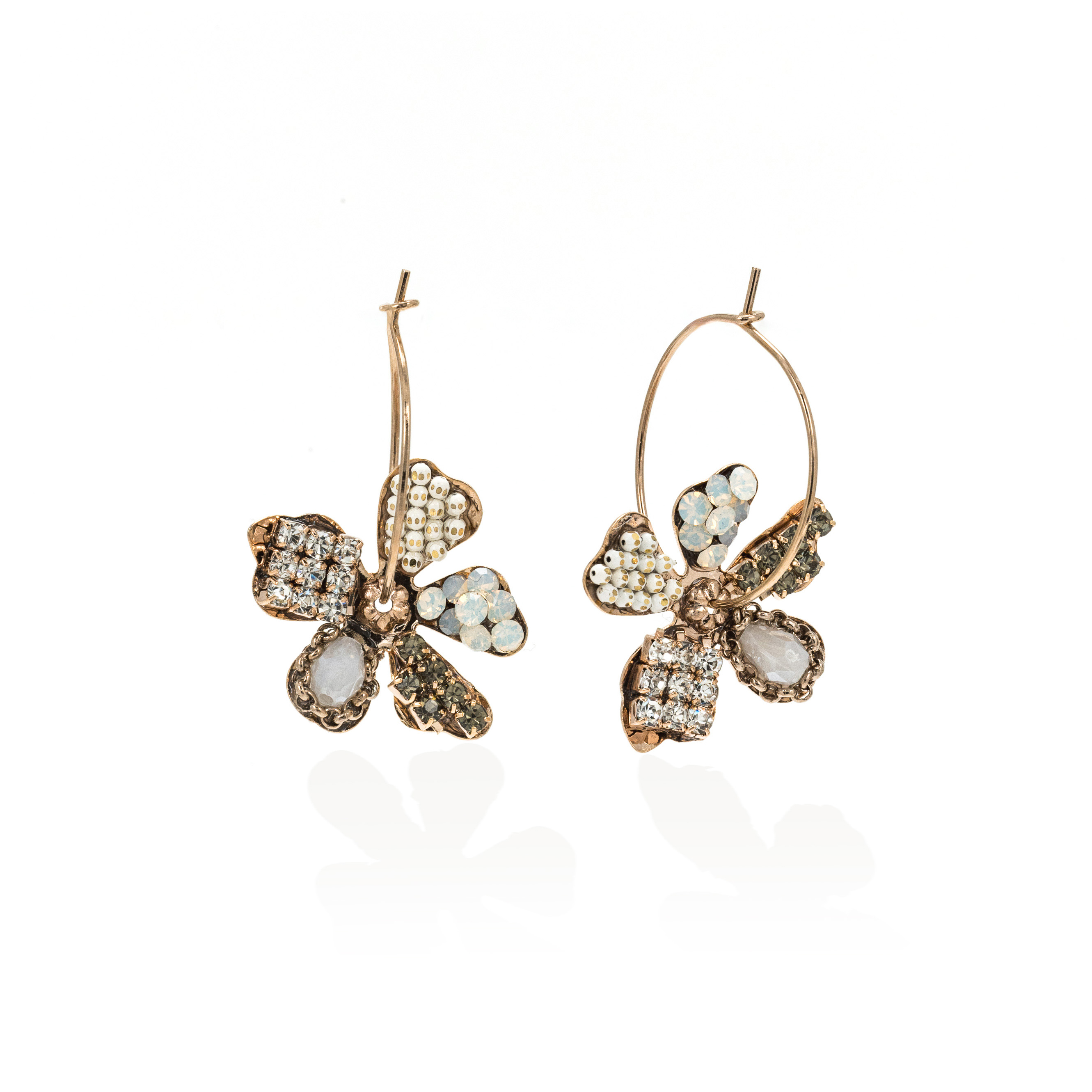 Picture of Primrose Drop Hoop Earrings - White