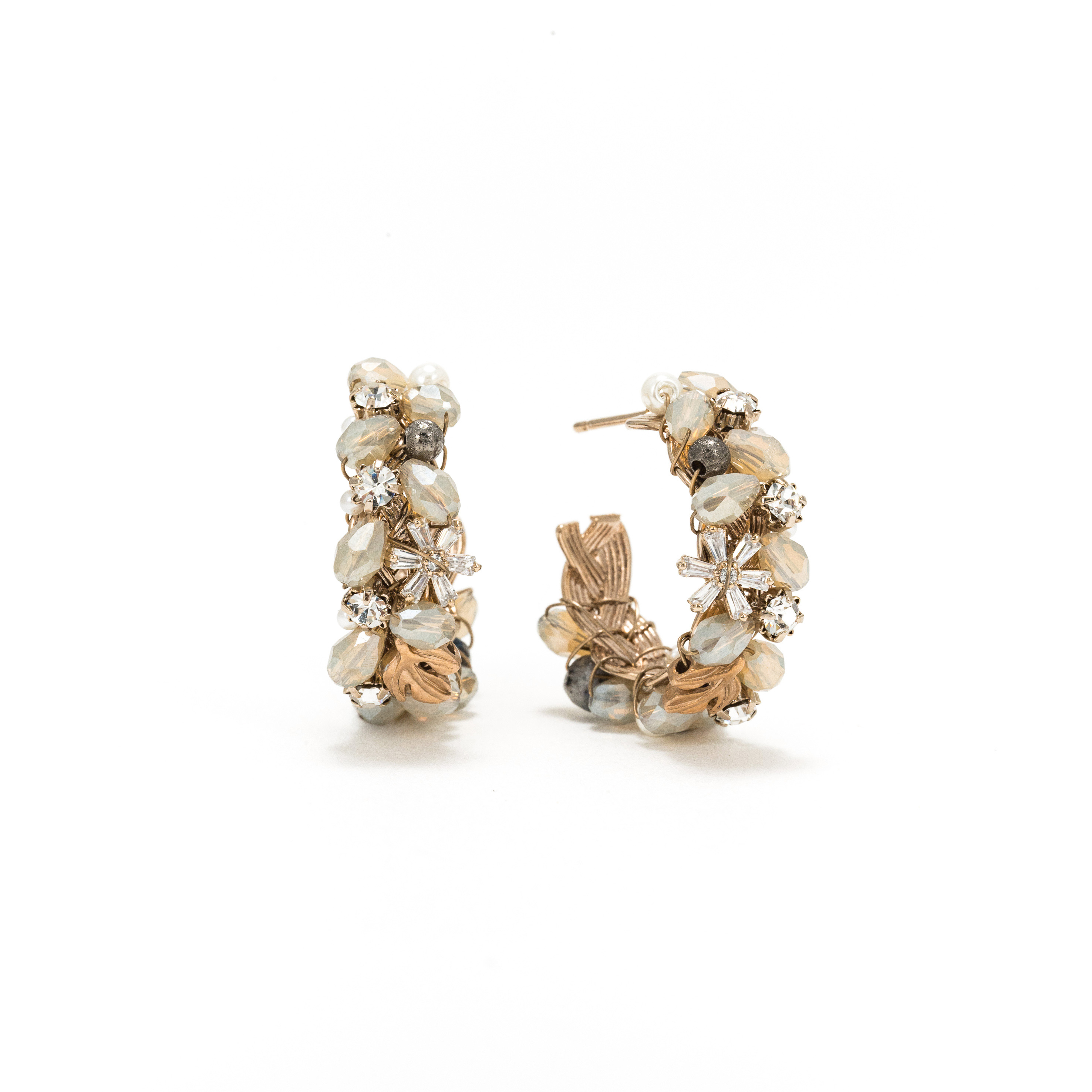 Picture of Meadow Crystal Hoop Earrings - White