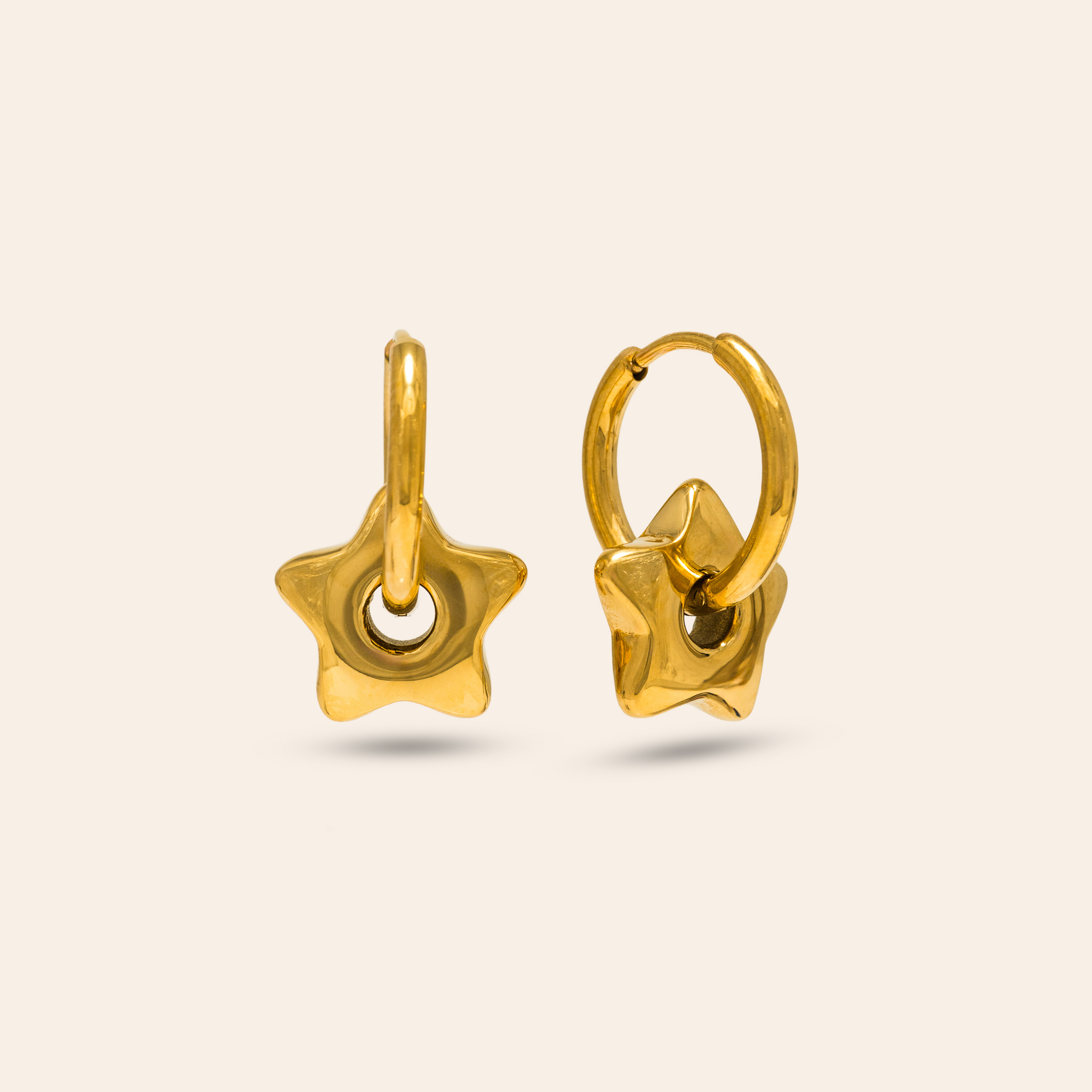 Picture of Star Charm Hoop Earrings - Gold
