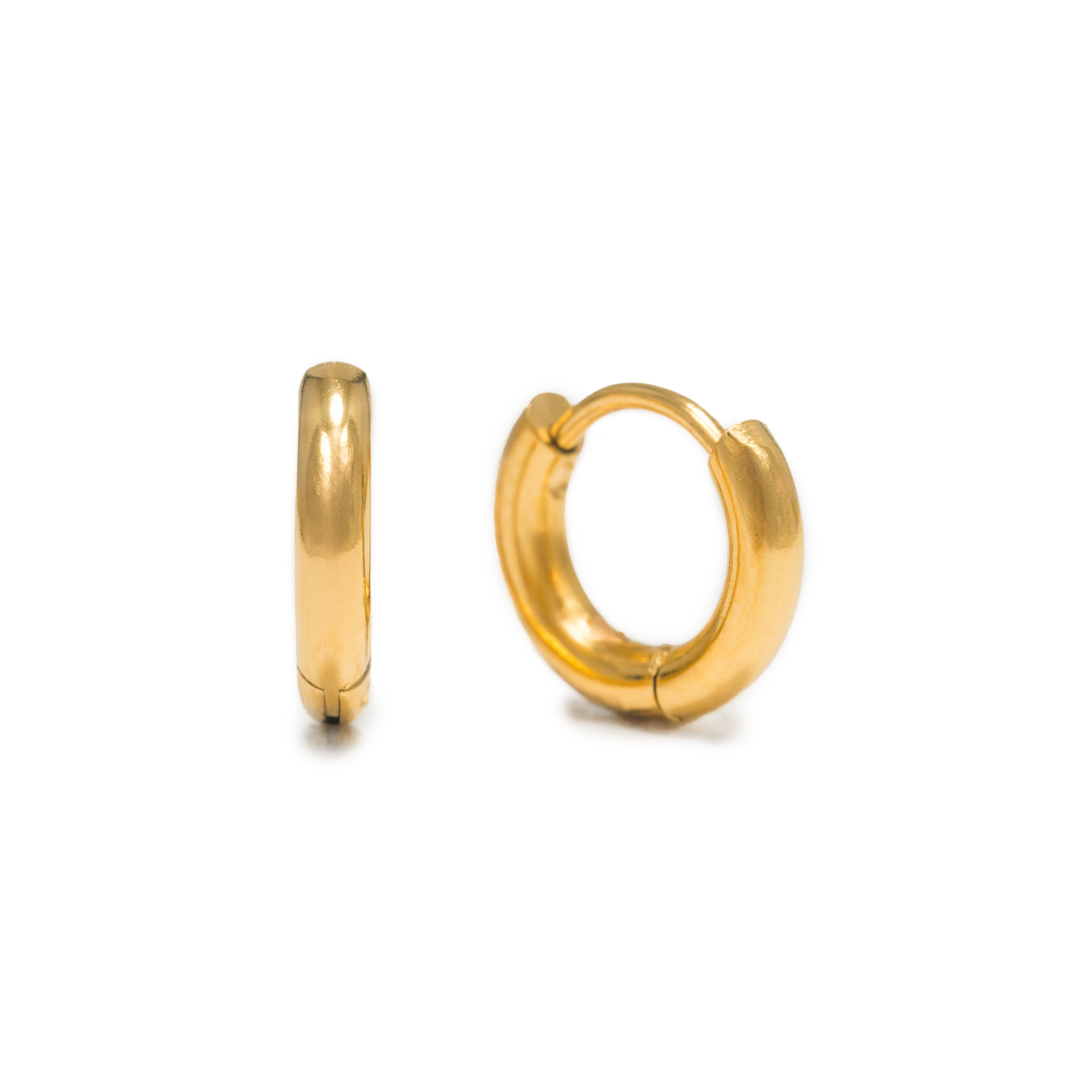 Picture of Tube 10mm Huggie Earrings - Gold