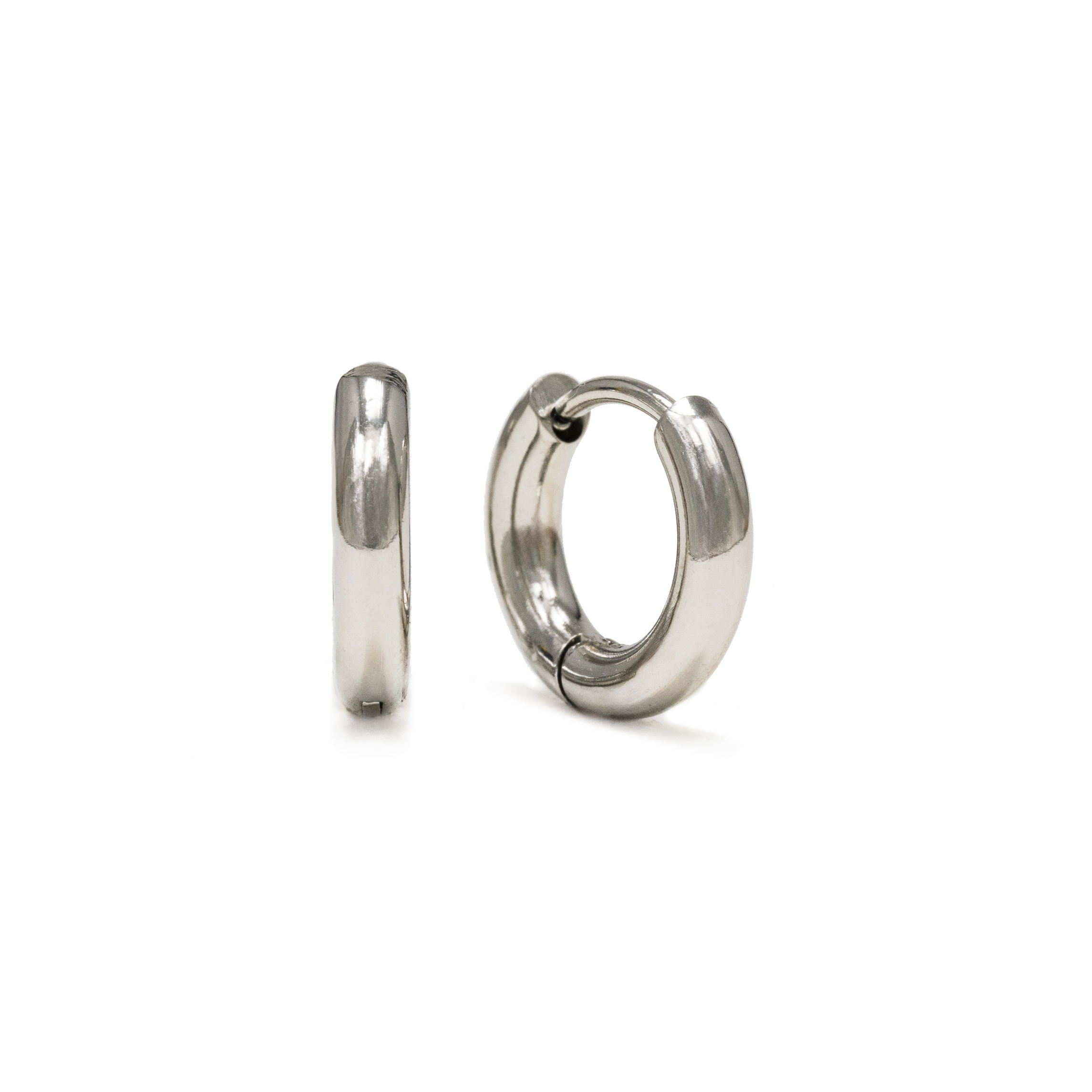 Picture of Tube 10mm Huggie Earrings - Silver