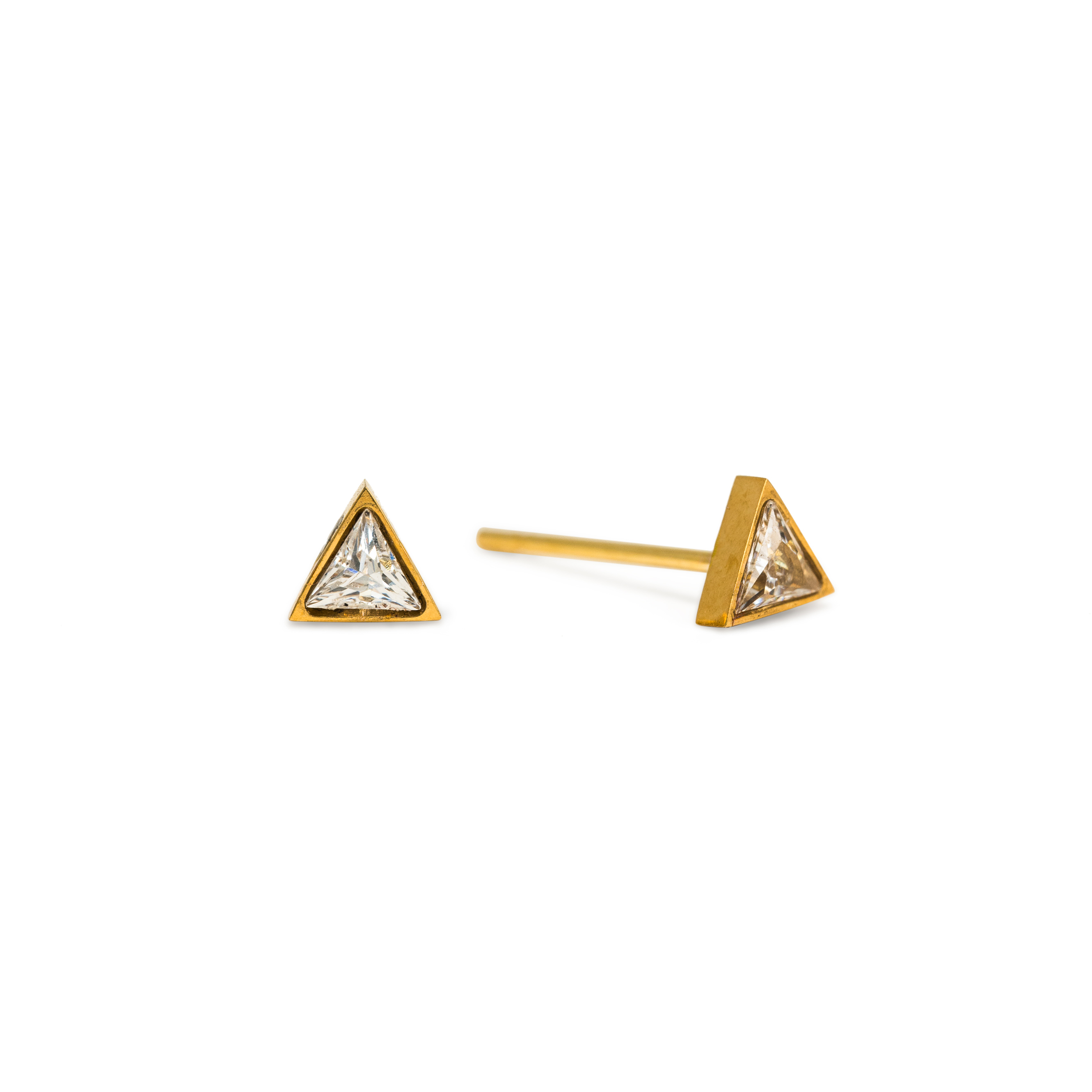 Picture of Sail Triangle CZ Stud Earrings - Gold