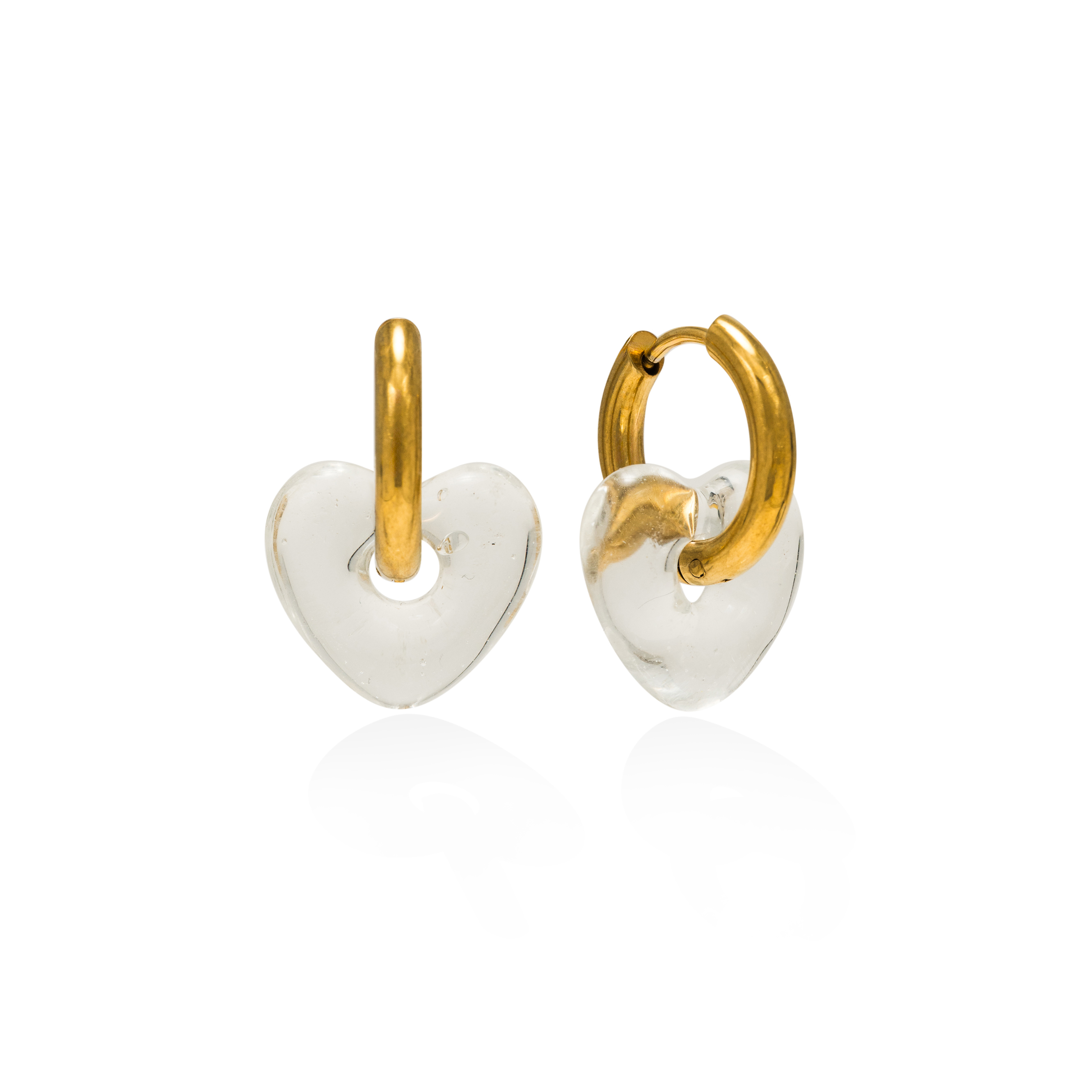 Picture of Corazon Heart Hoop Earrings - Clear