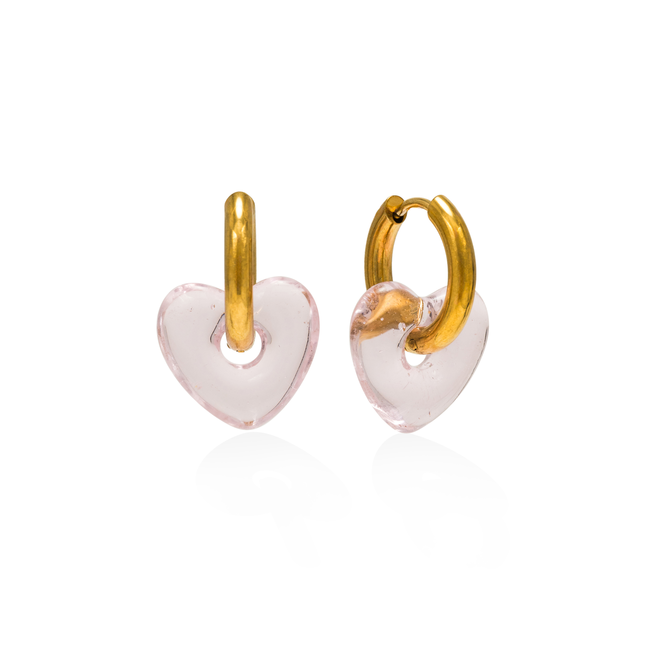 Picture of Corazon Heart Hoop Earrings - Pink