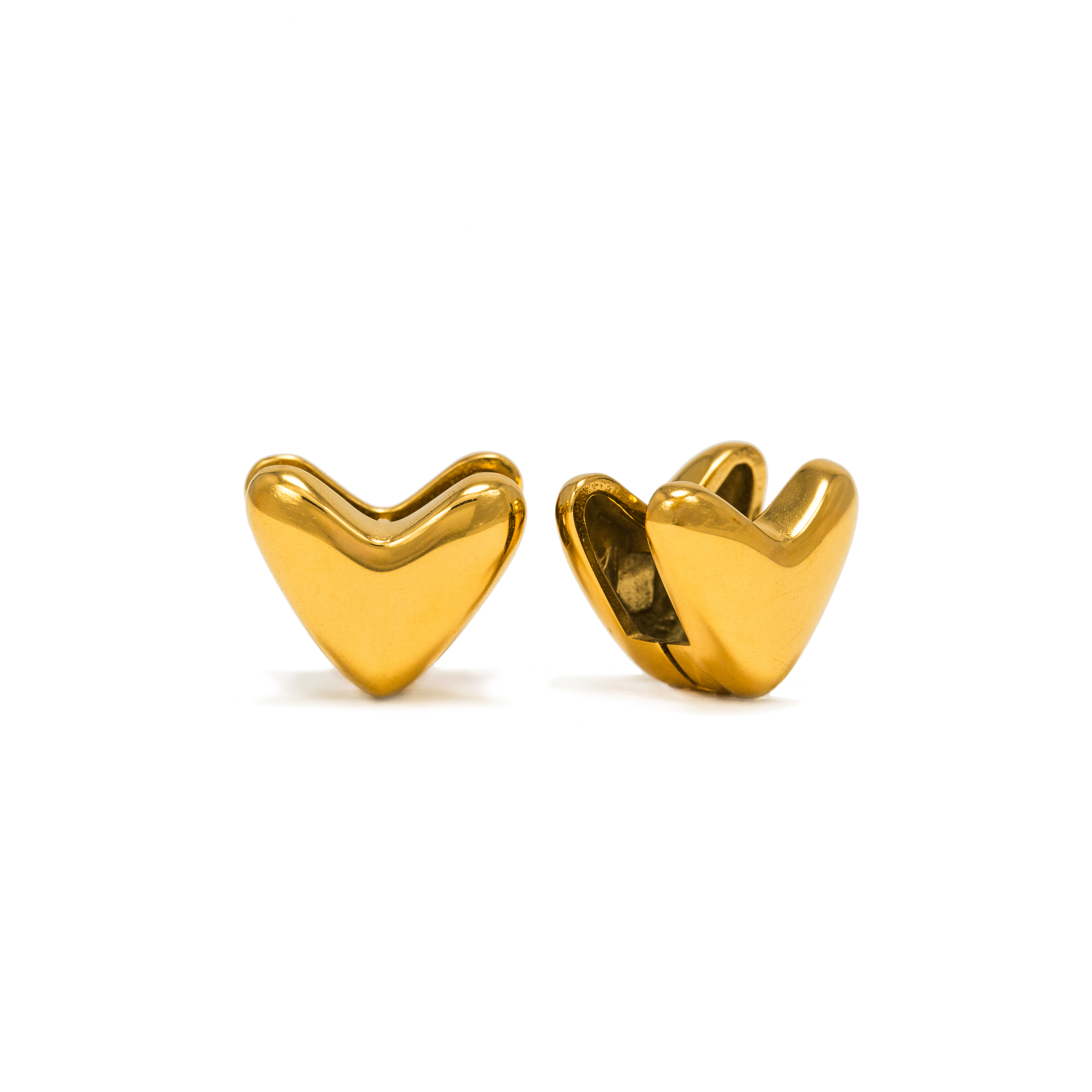 Picture of Heart Puff Hoop Earrings - Gold (Waterproof)