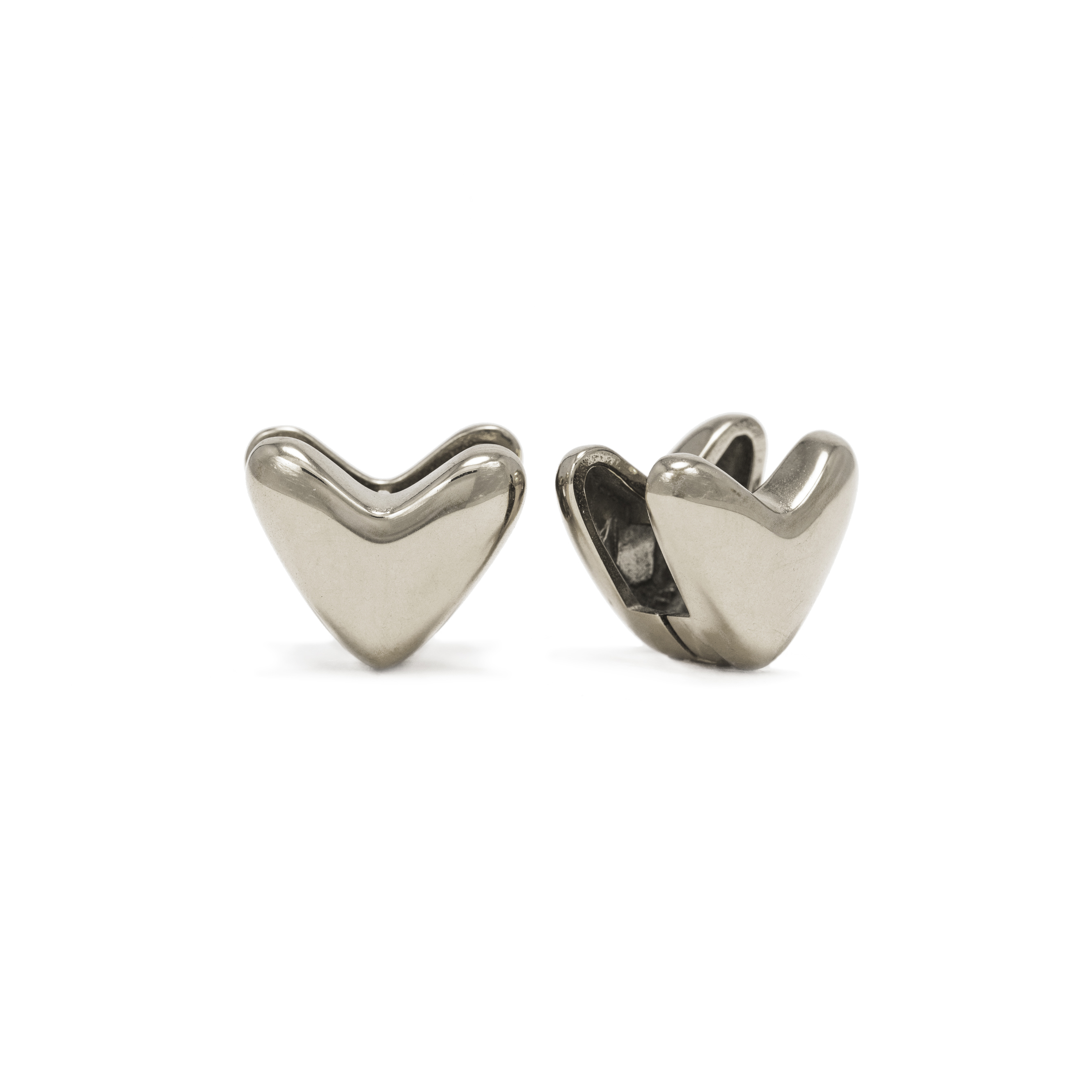 Picture of Heart Puff Hoop Earrings - Silver (Waterproof)
