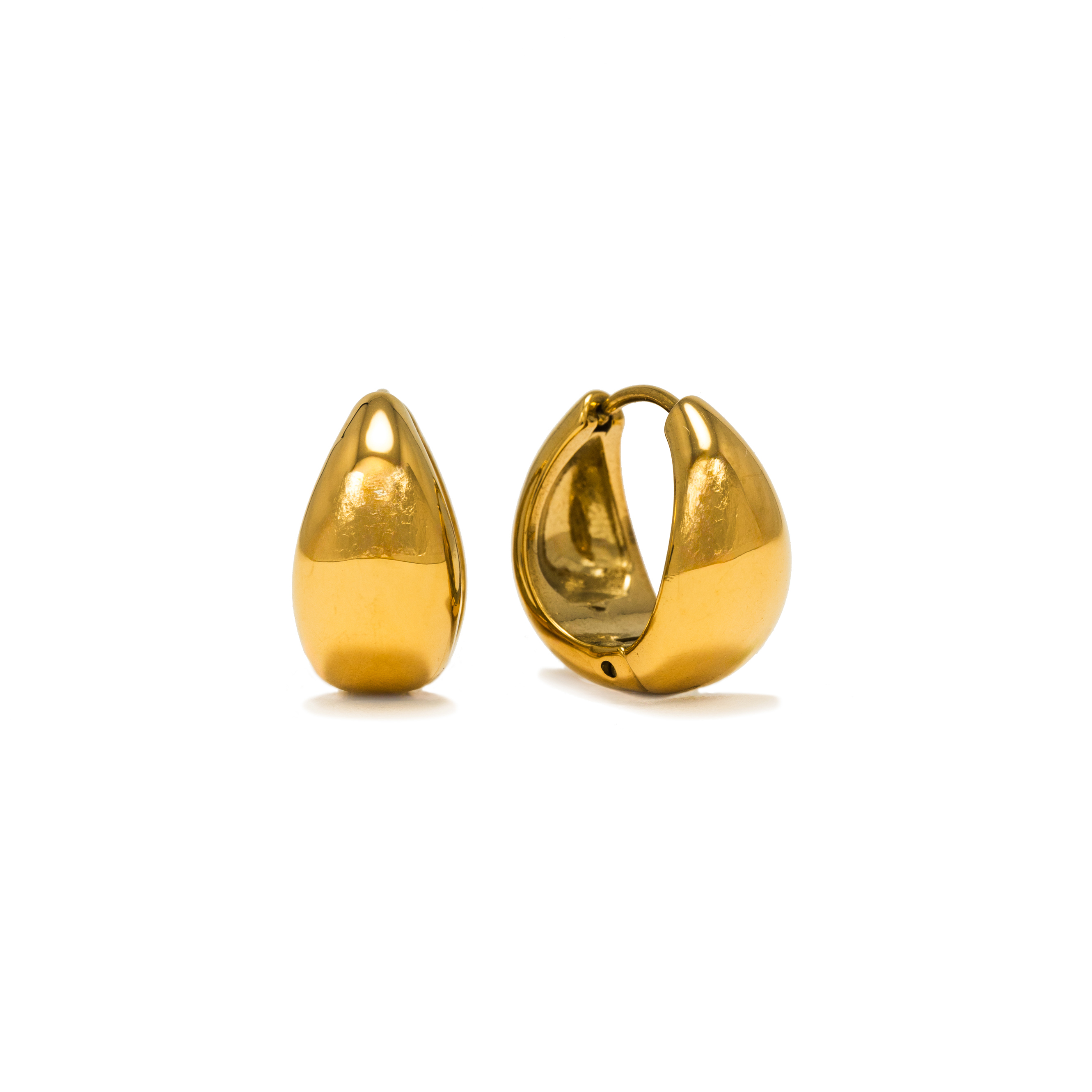 Picture of Oval Puff Hoop Earrings - Gold (Waterproof)