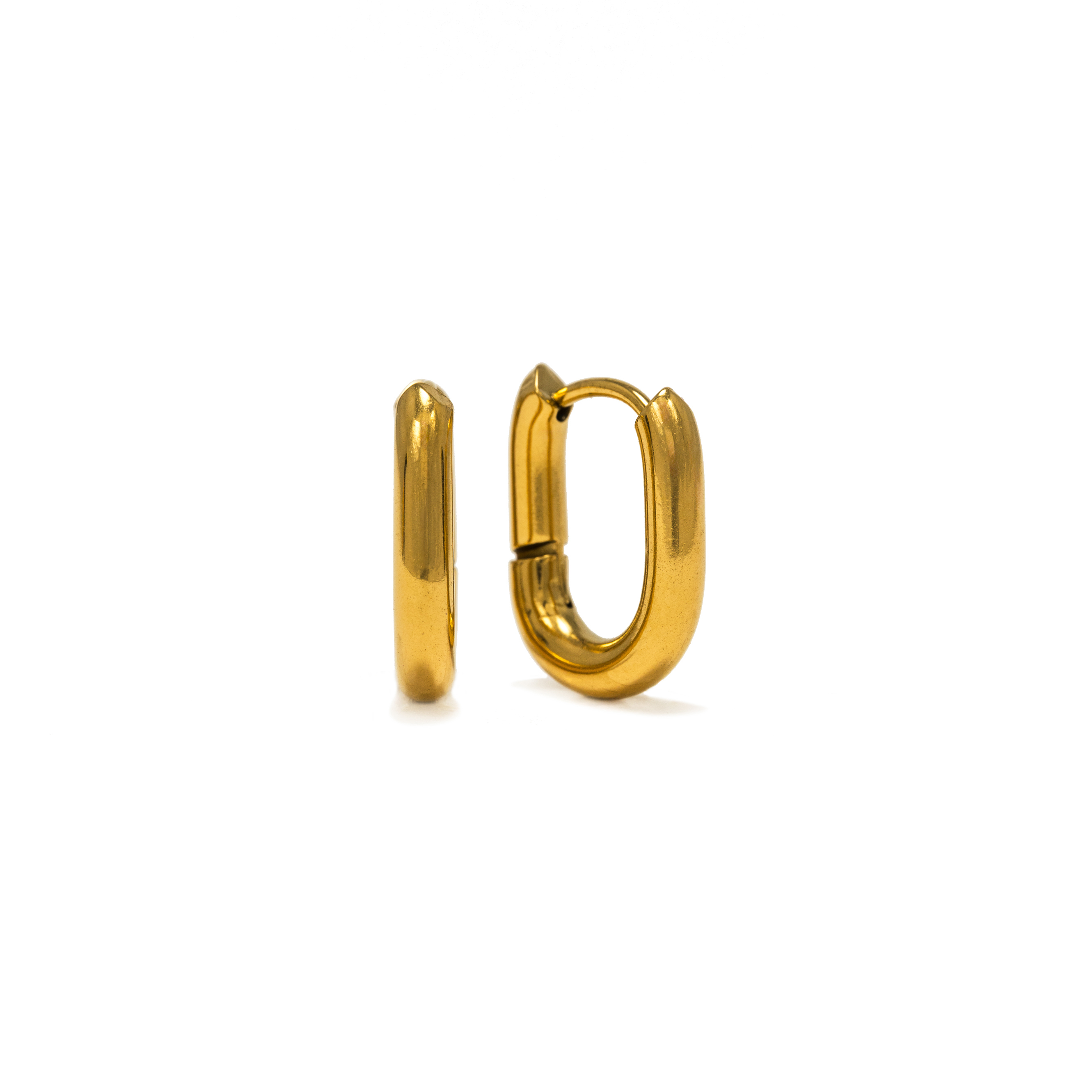 Picture of Small Paperclip Puff Hoop Earrings - Gold (Waterpr