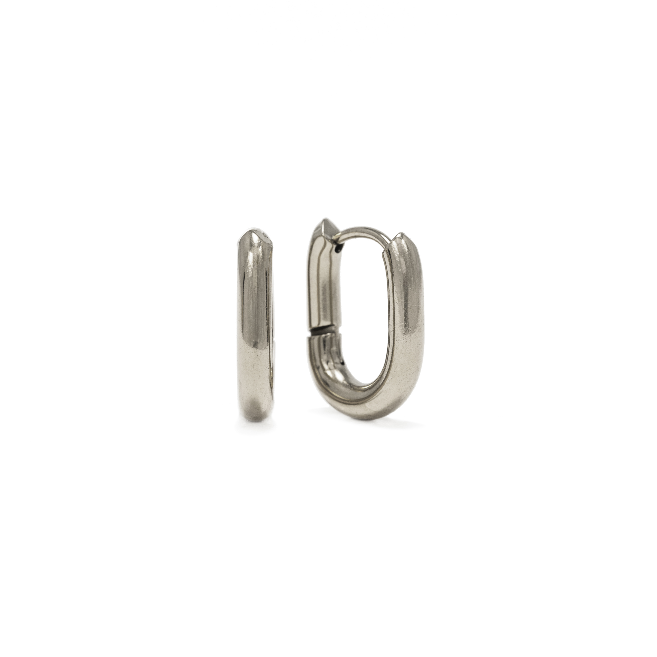 Picture of Small Paperclip Puff Hoop Earrings - Silver (Water