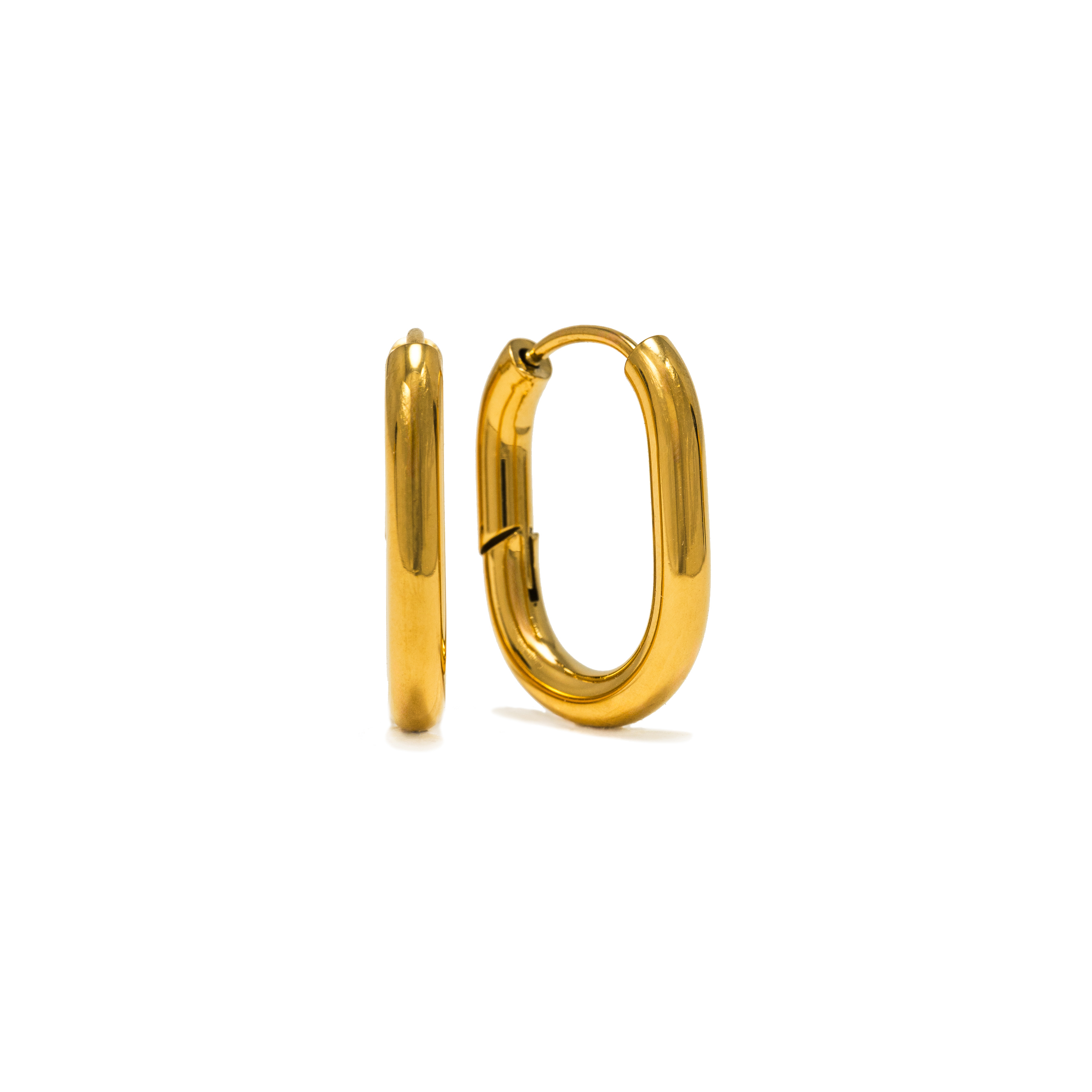 Picture of Midi Paperclip Puff Hoop Earrings - Gold (Waterpro