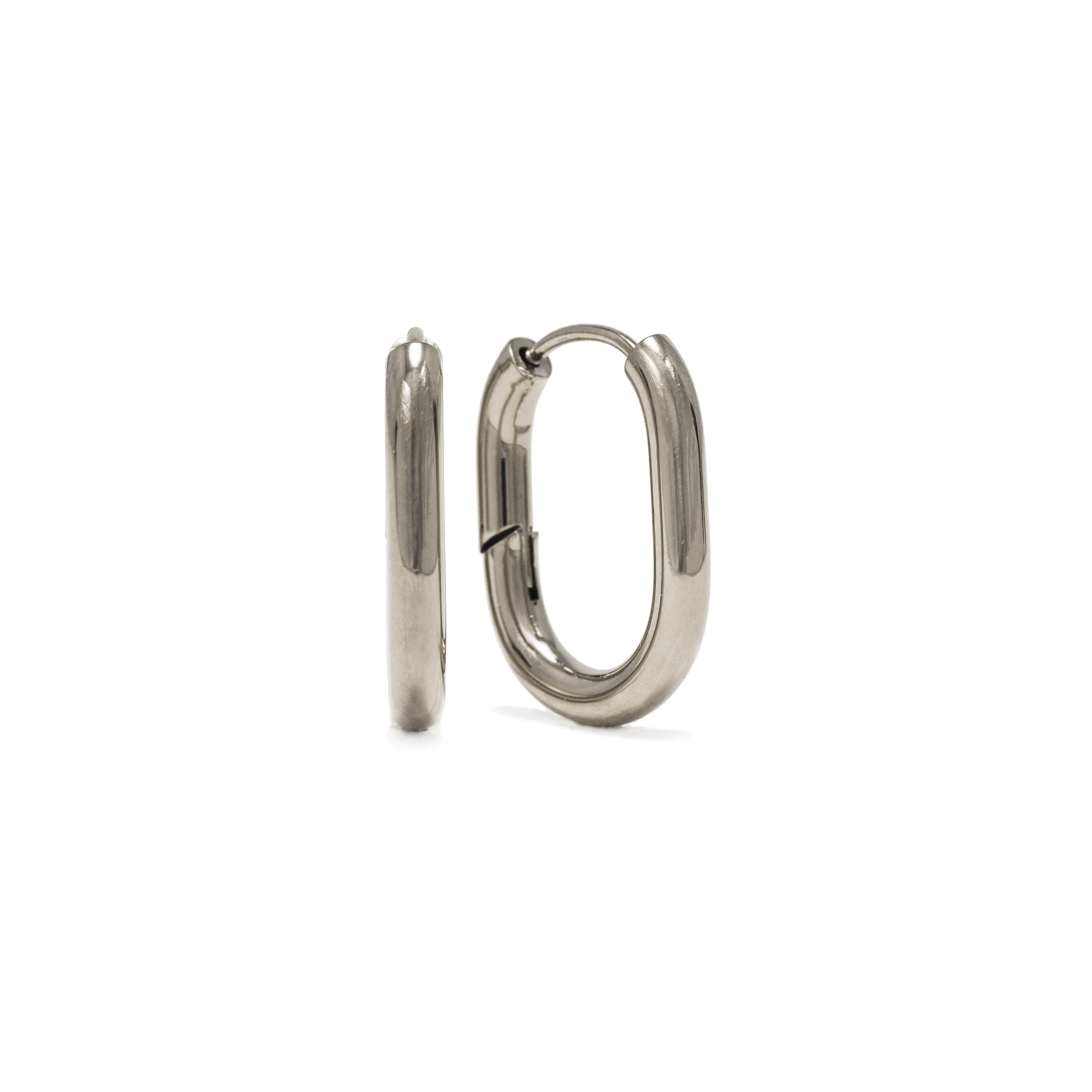 Picture of Midi Paperclip Puff Hoop Earrings - Silver (Waterp