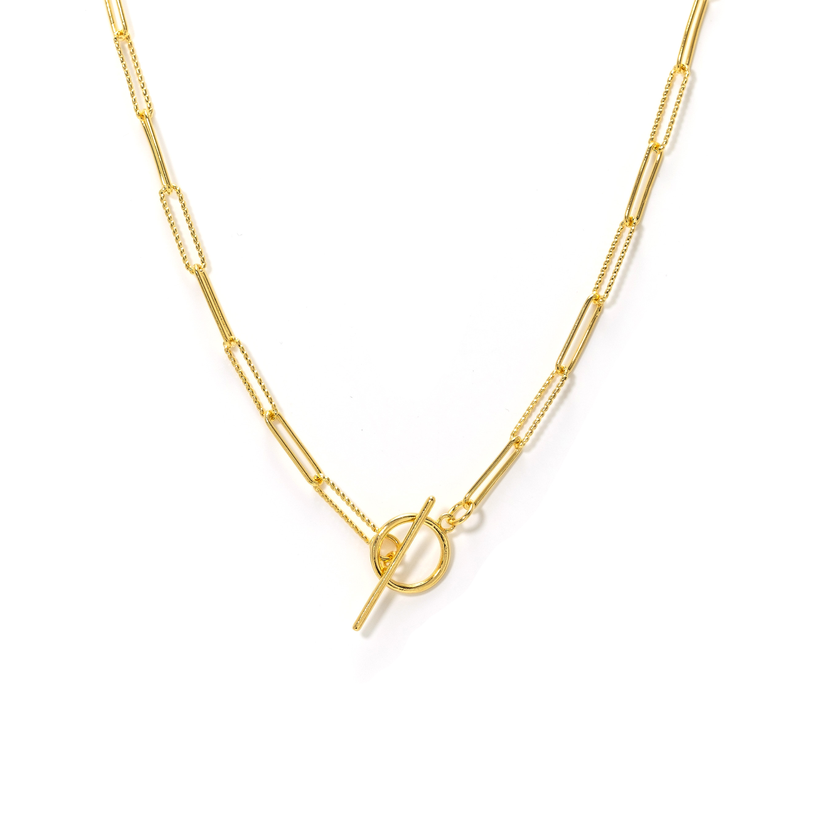 Picture of Dainty Paperclip Toggle Necklace - Gold