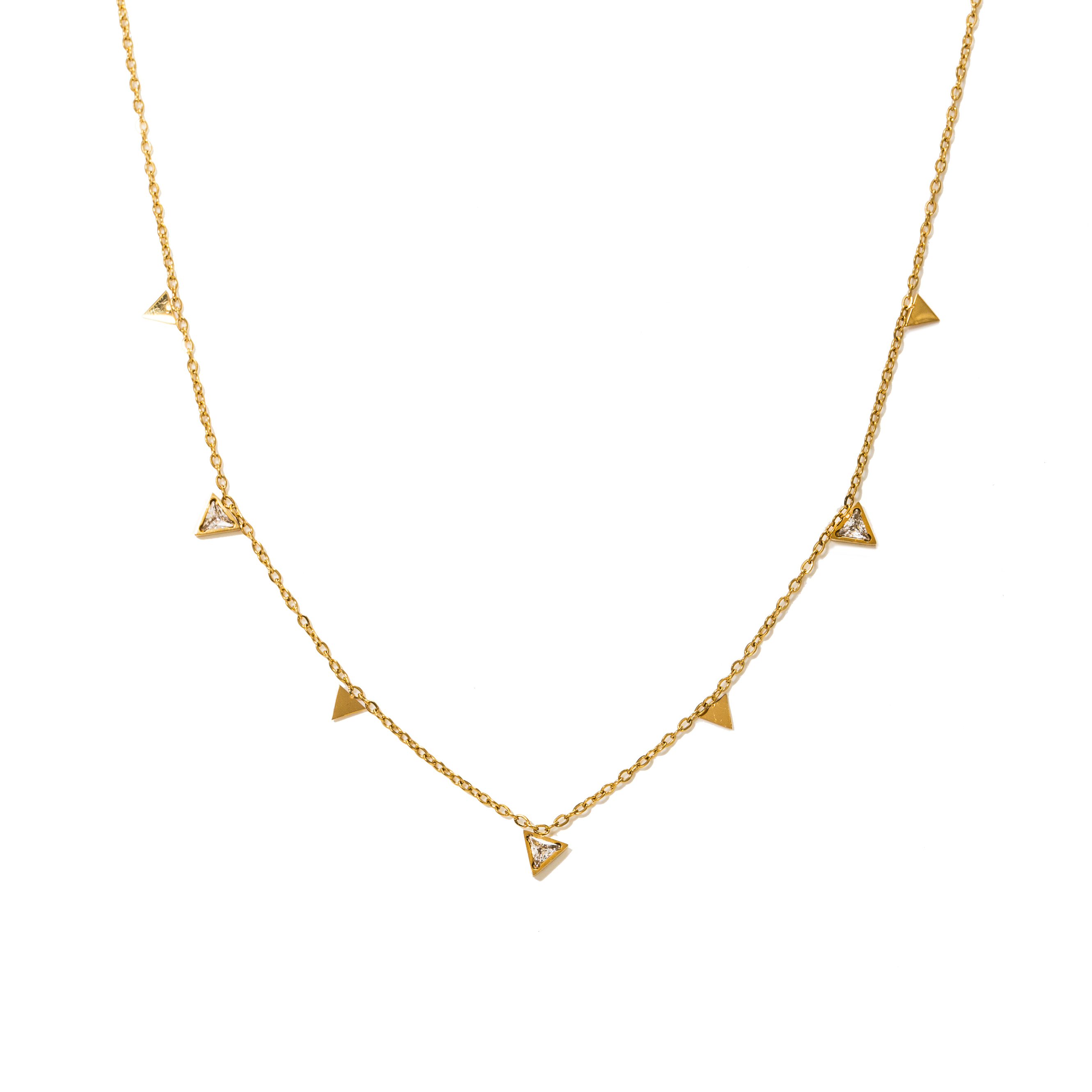 Picture of Sail Triangle CZ Necklace - Gold