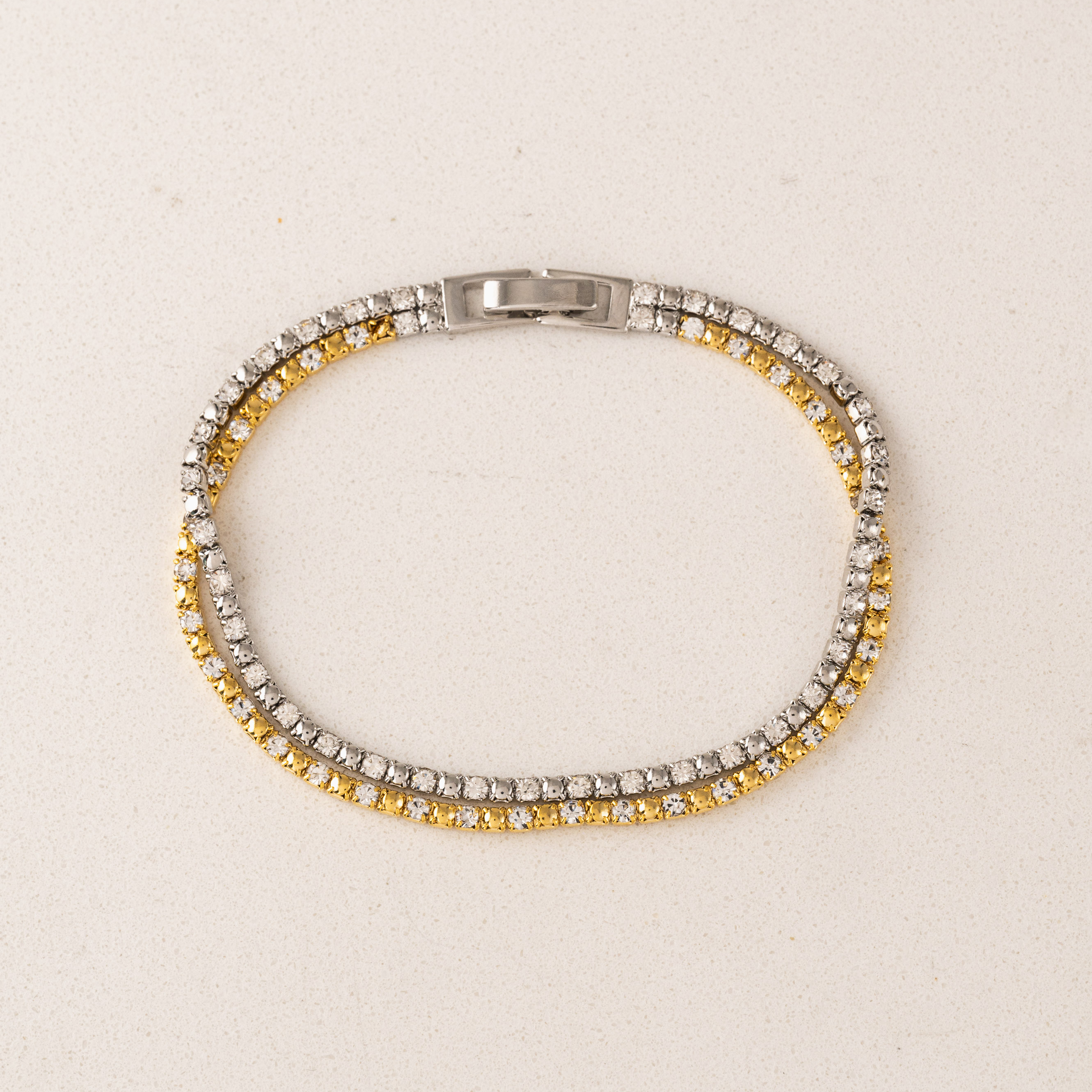 Picture of 8” Tennis Mixed Metal Double Bracelet