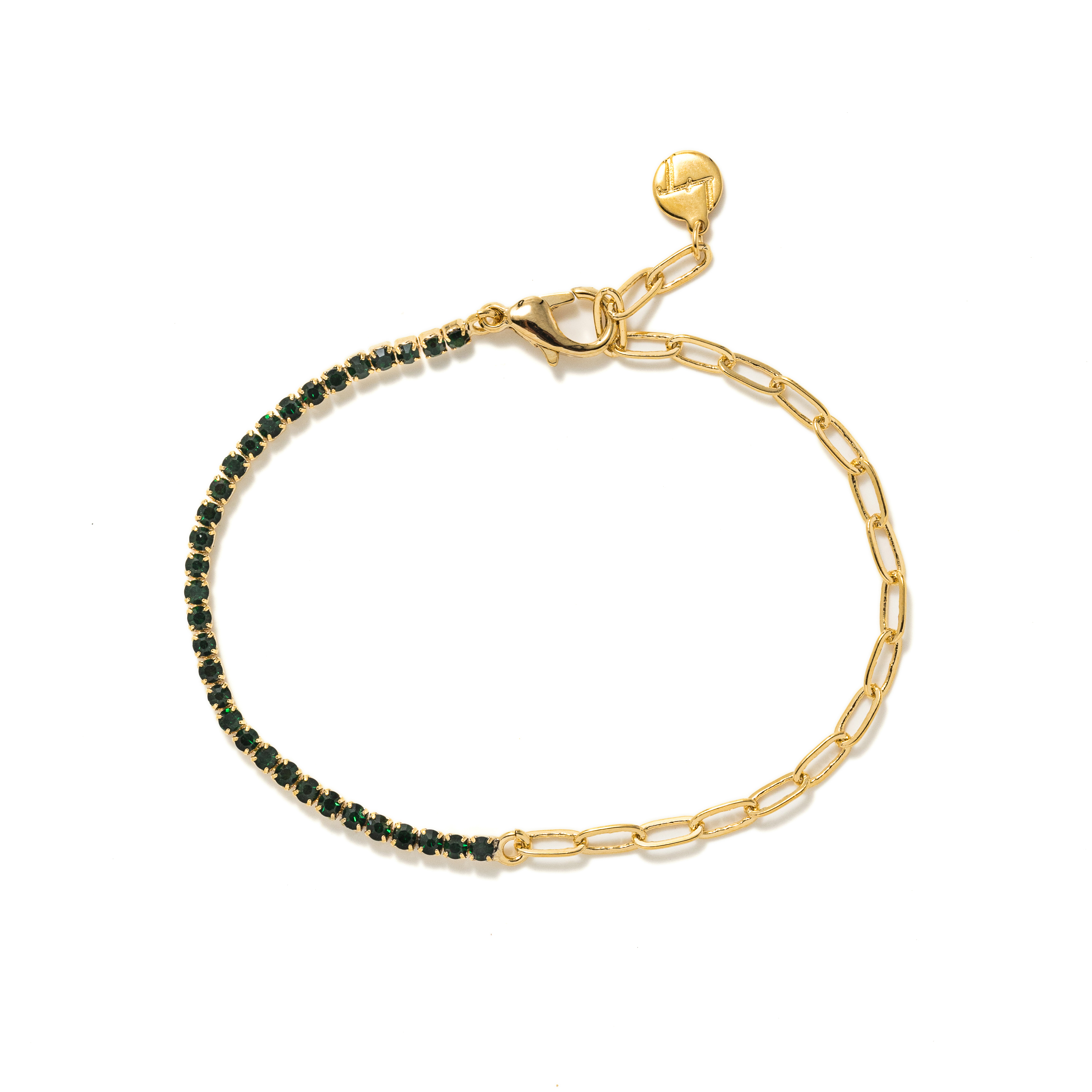 Picture of Tennis Paperclip Bracelet - Emerald