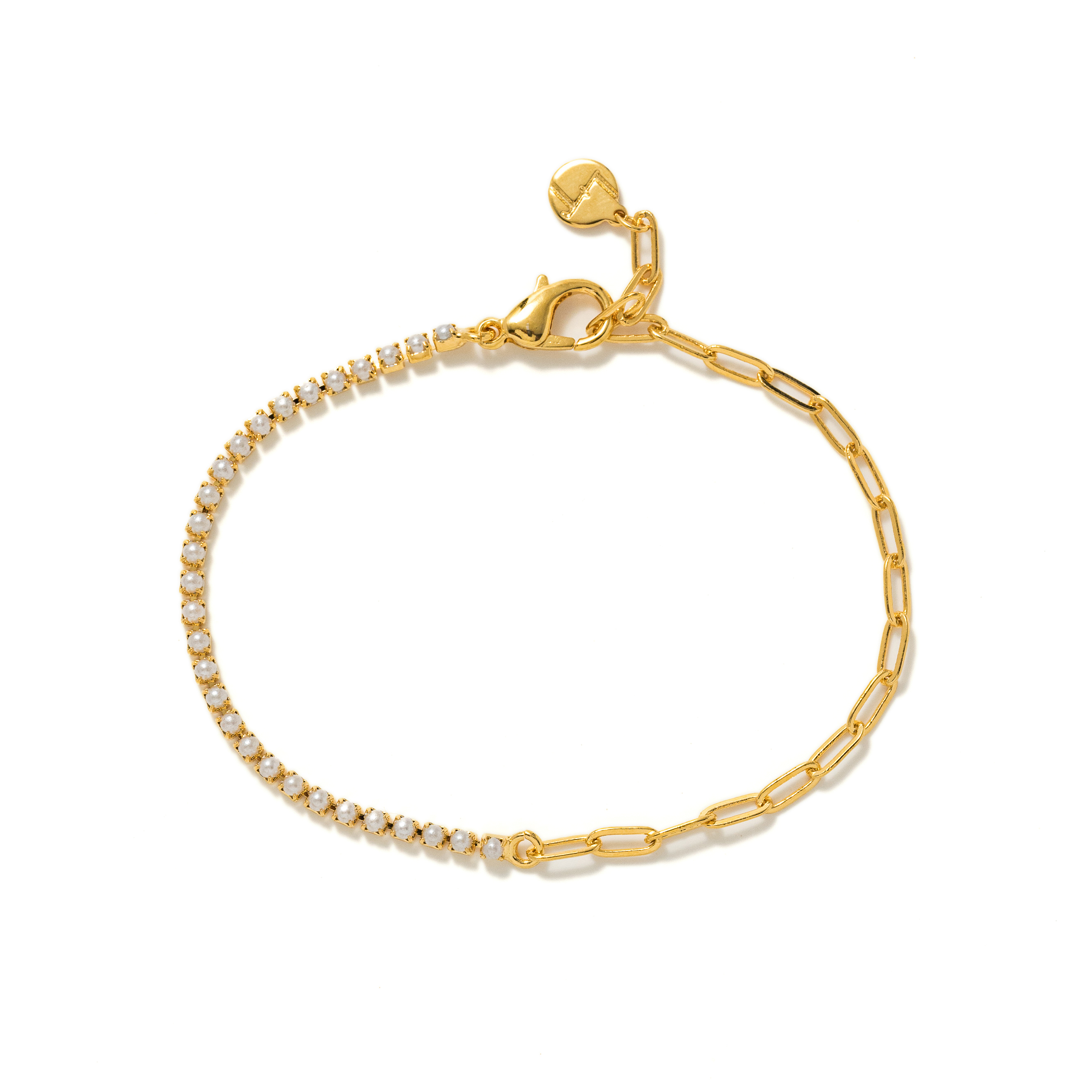 Picture of Tennis Paperclip Bracelet - Pearl