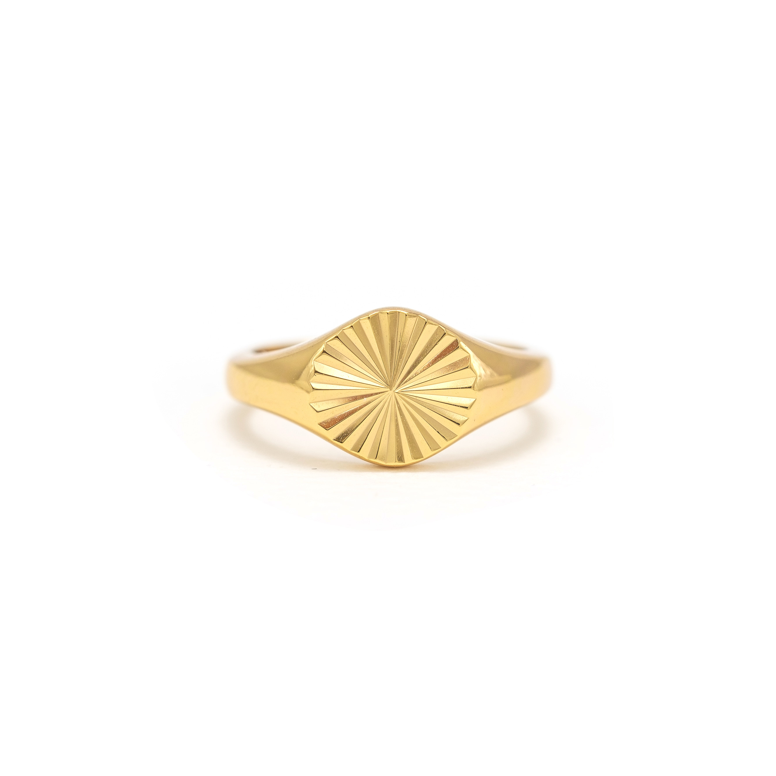 Picture of Coin Fluted Signet Ring - Gold - 5
