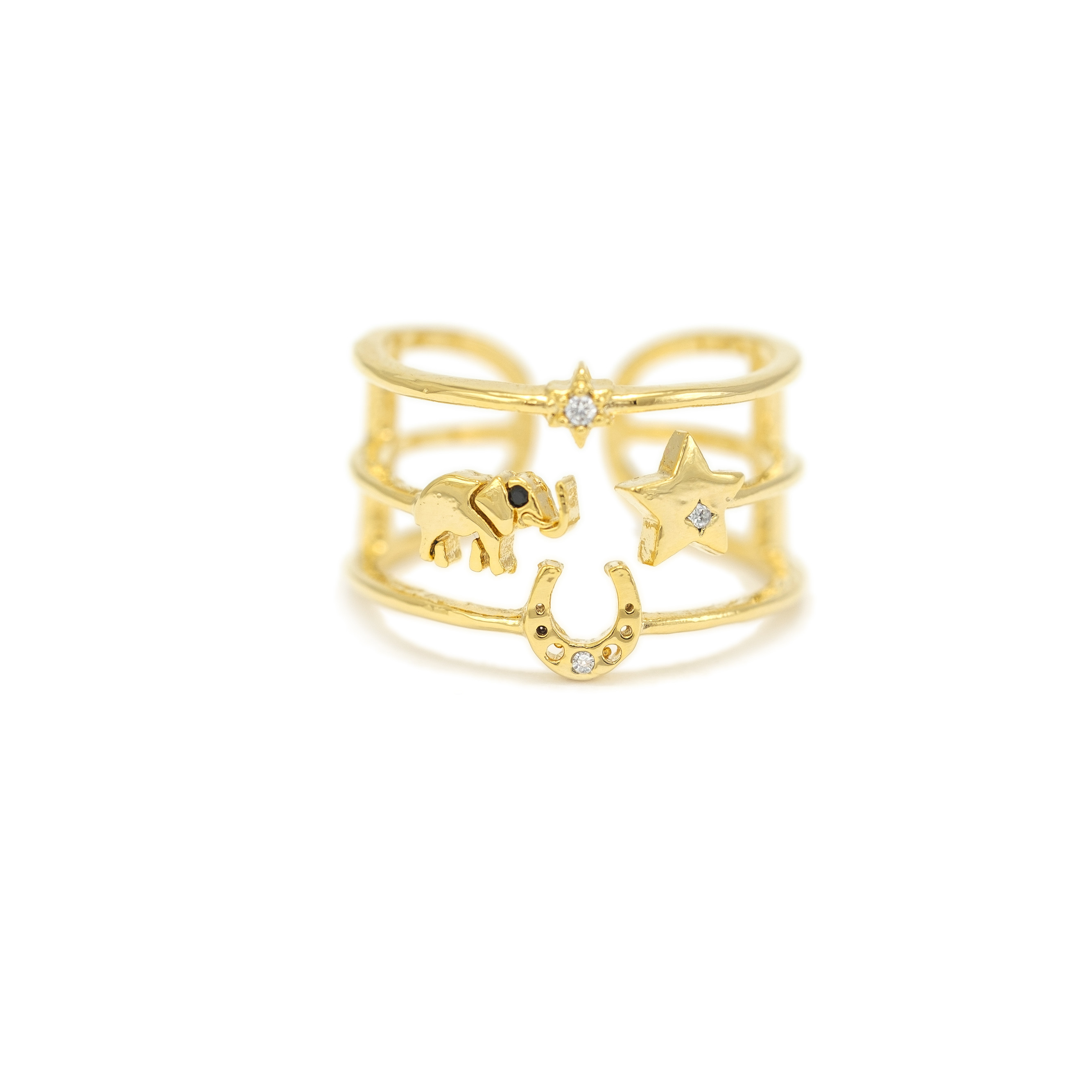 Picture of Horseshoe Triple Band Fortuna Ring - Gold