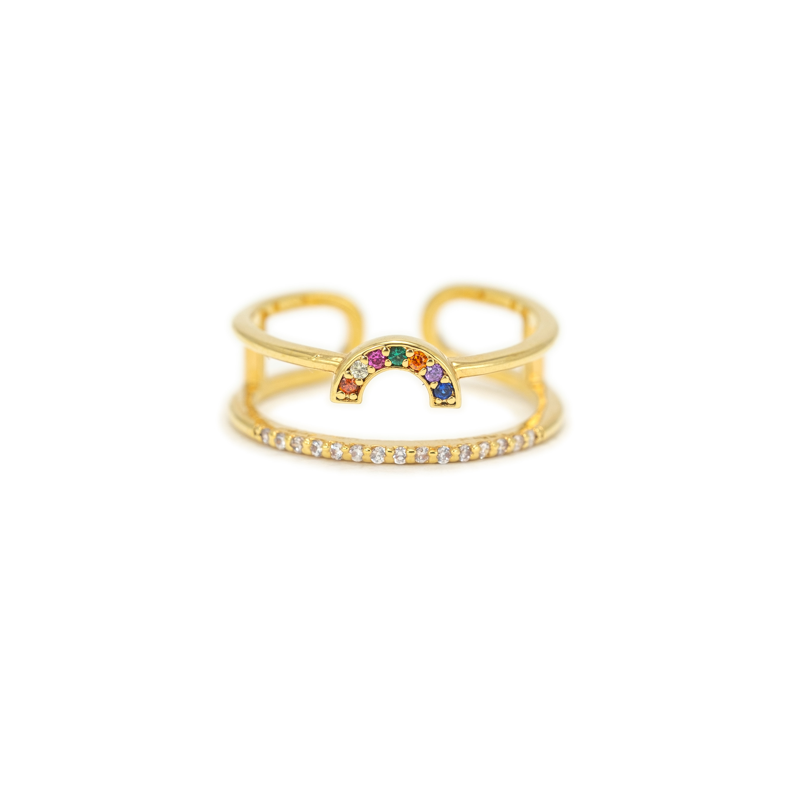 Picture of Rainbow Double Band Fortuna Ring - Gold
