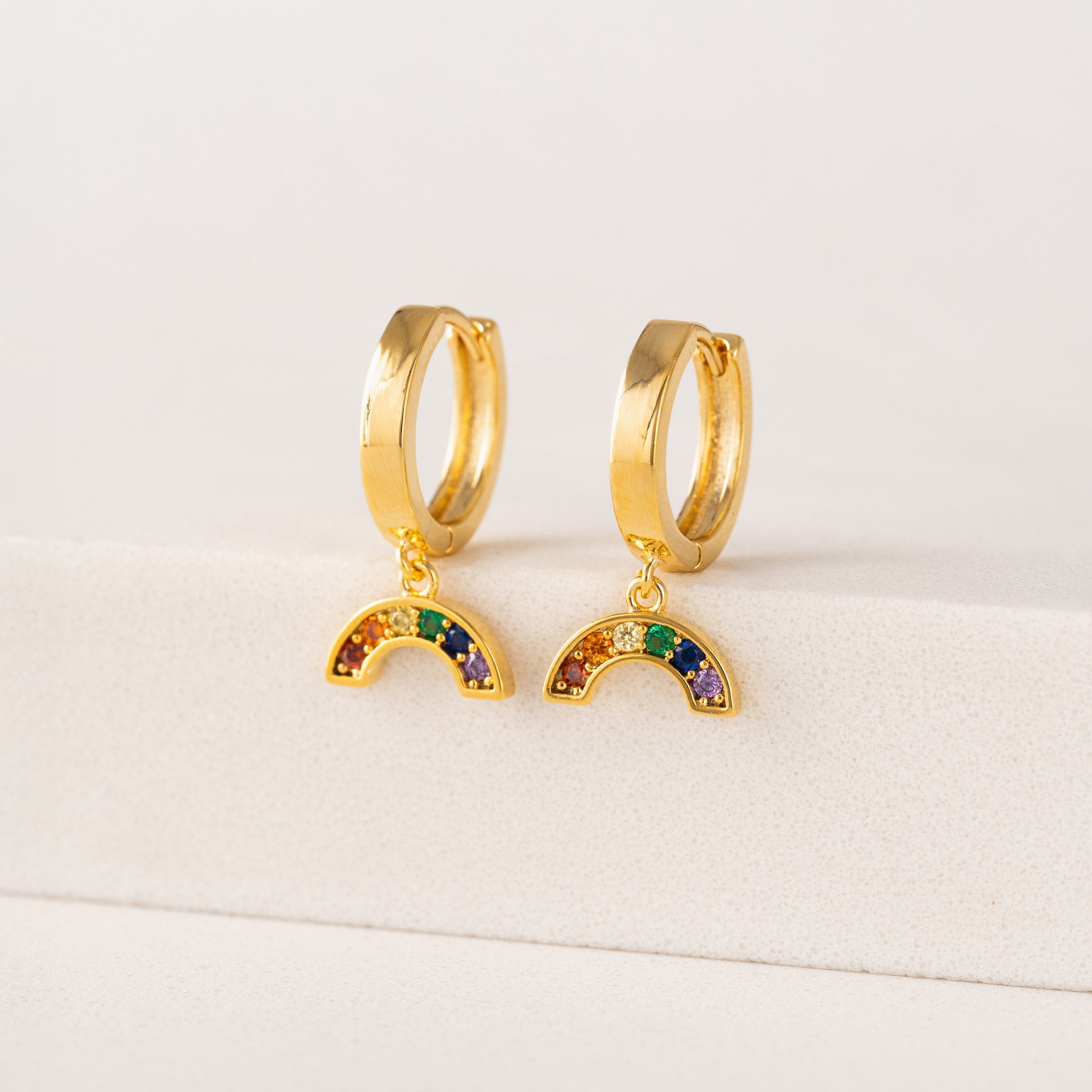 Picture of Riot Drop Hoop Earrings - Gold